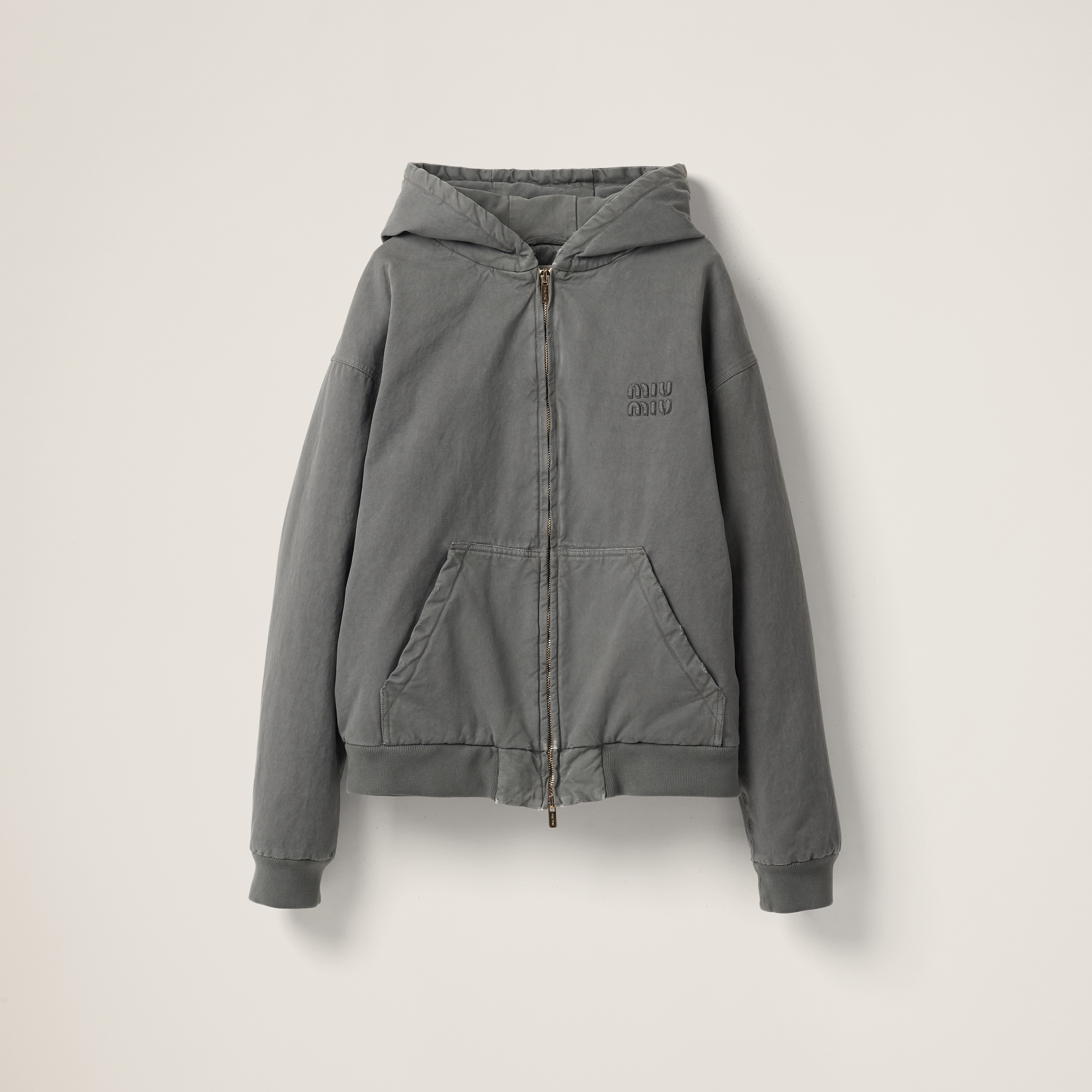 Garment-dyed blouson jacket with embroidered logo ブルゾン Iron Gray Garment-dyed Blouson Jacket With Embroidered Logo