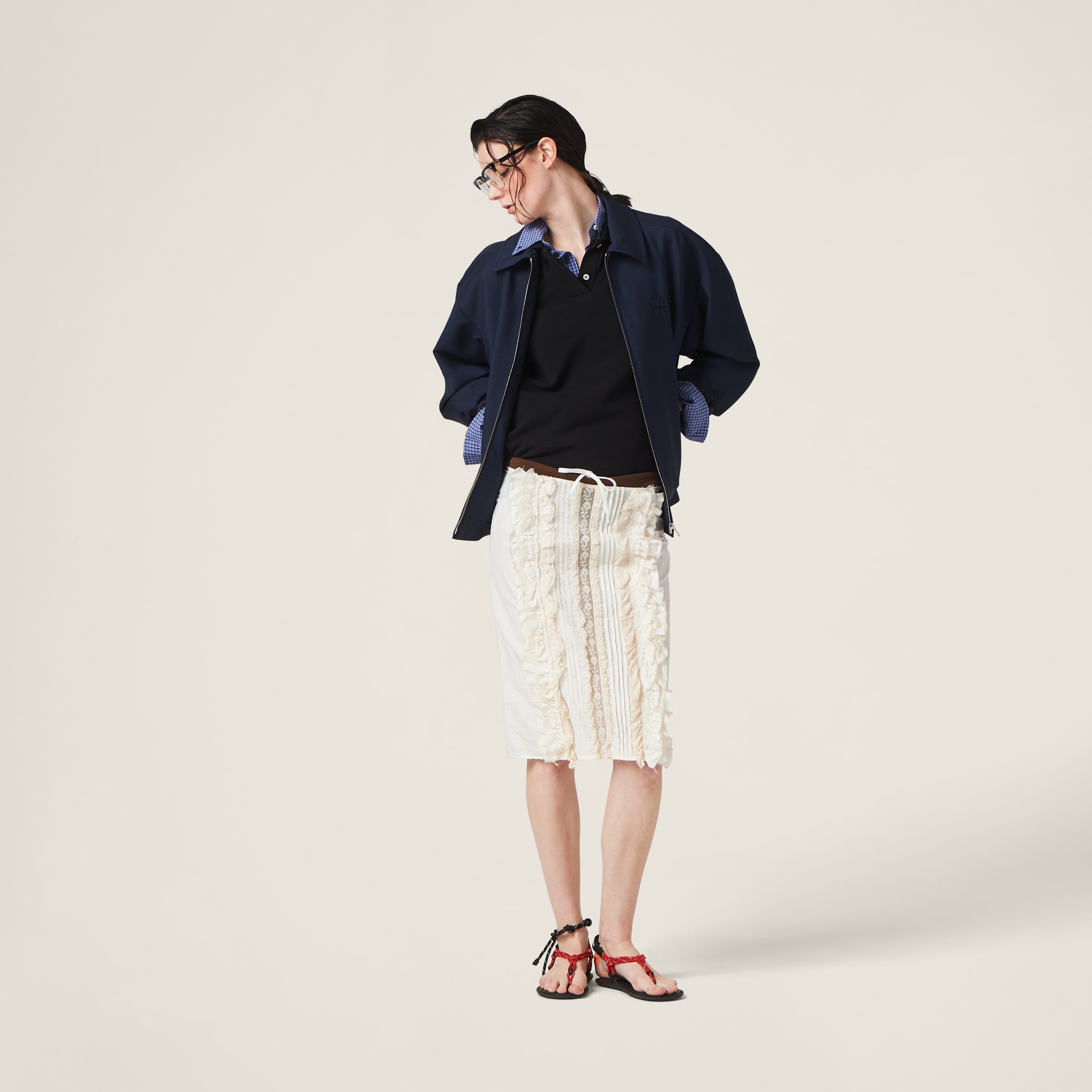 Miu Miu Mohair Blouson Jacket In Navy