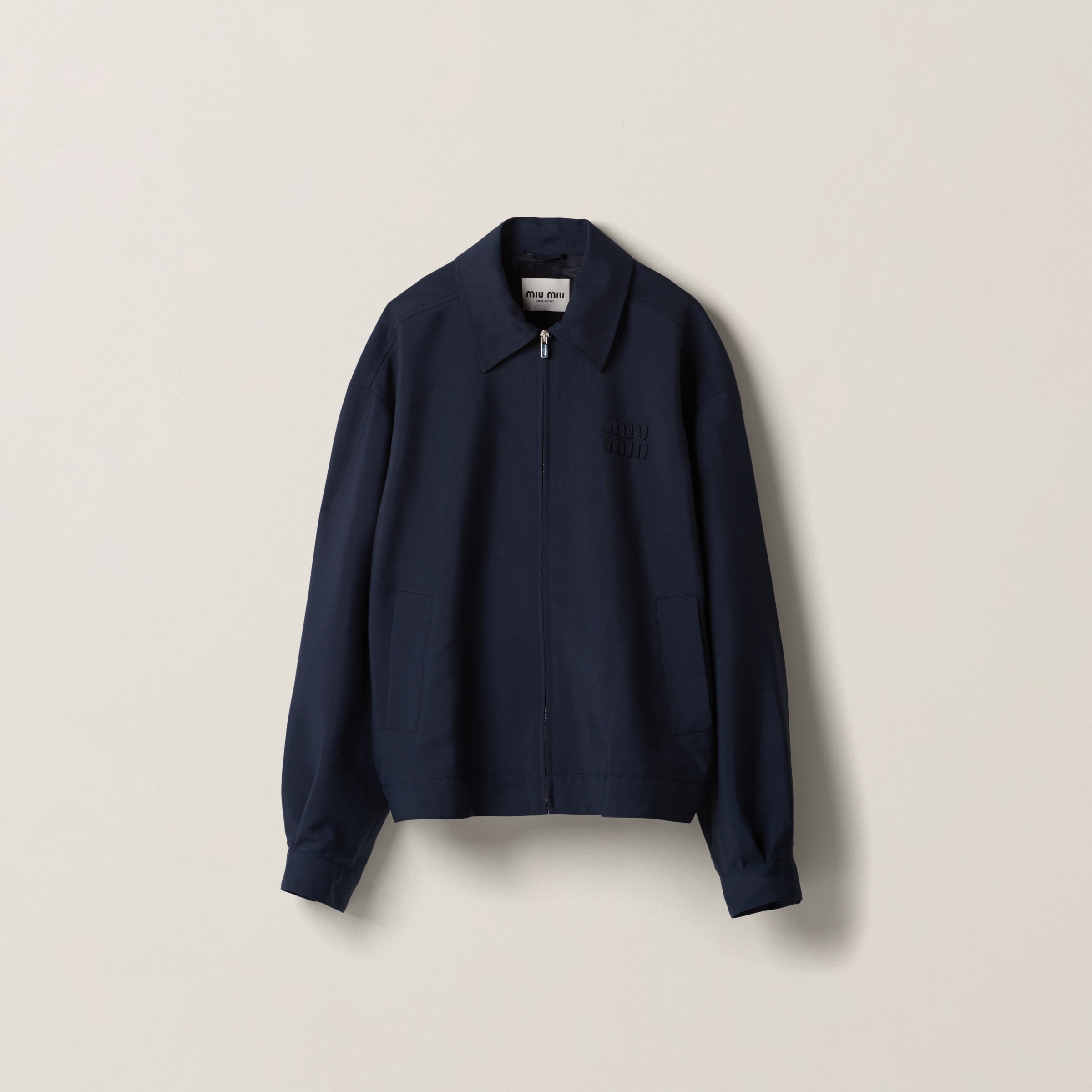 Miumiu Mohair Blouson Jacket In Navy