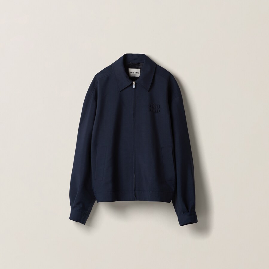Navy Mohair Blouson Jacket | Miu Miu