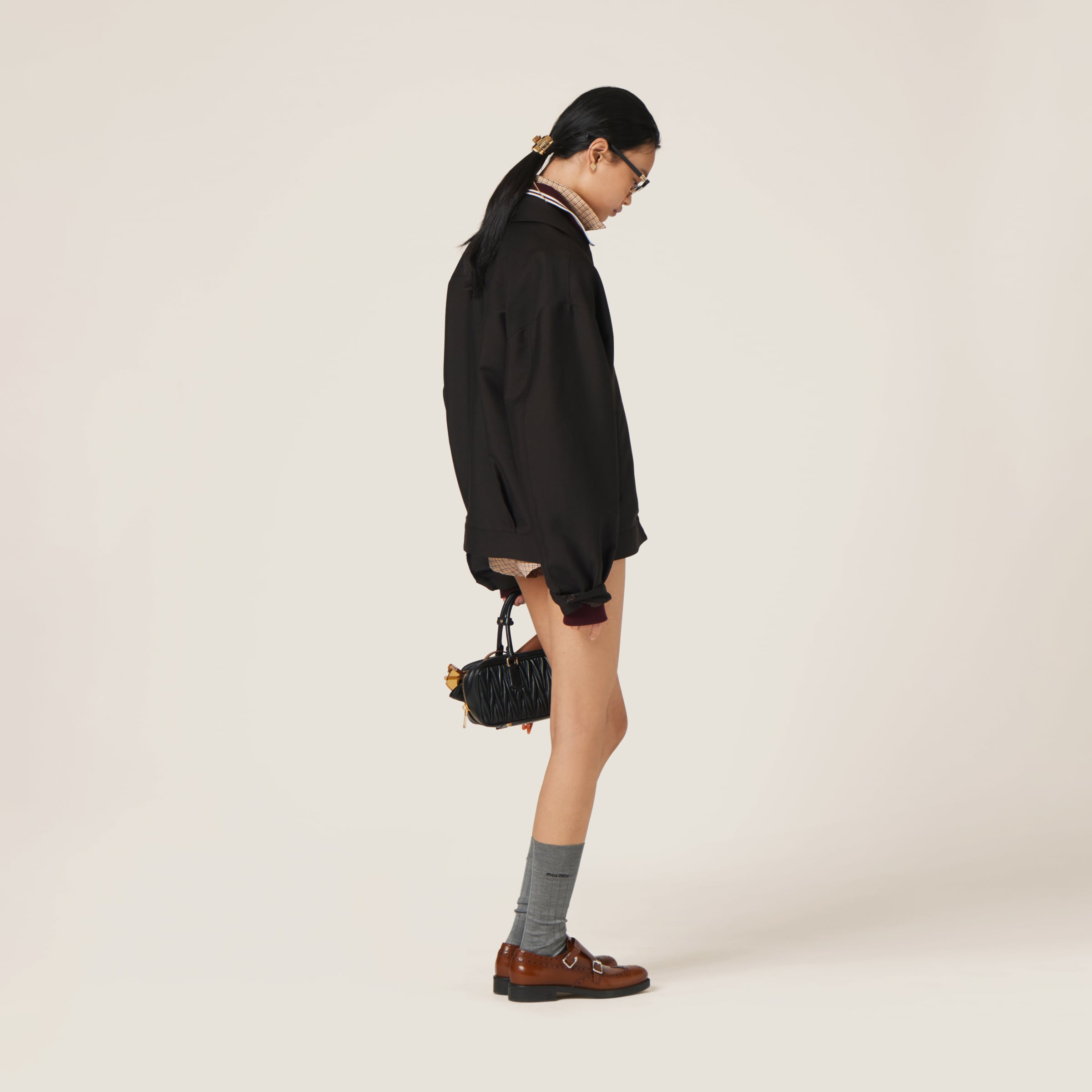 Miu Miu Mohair Blouson Jacket In Ebony