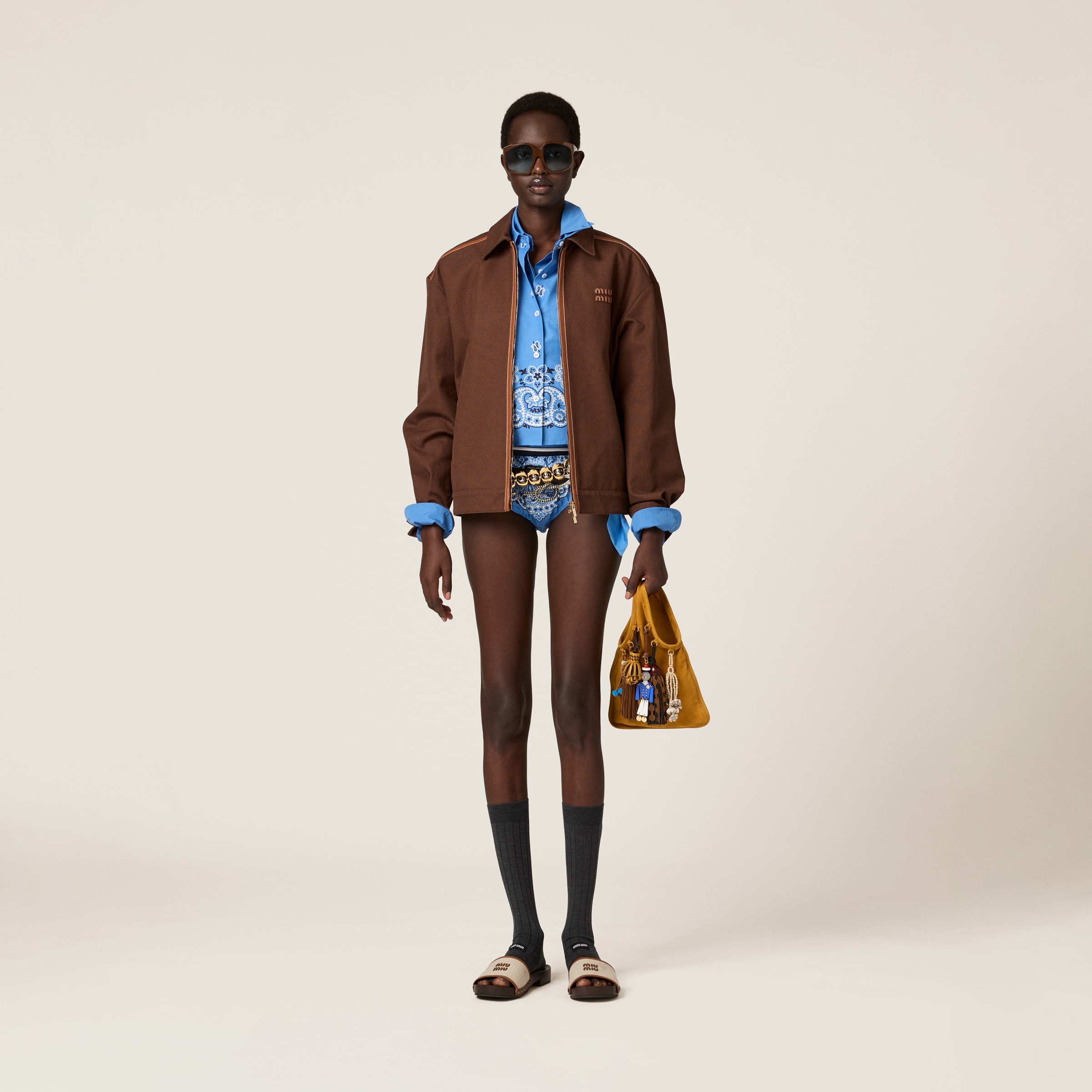 Miu Miu Jacquard Canvas Blouson Jacket