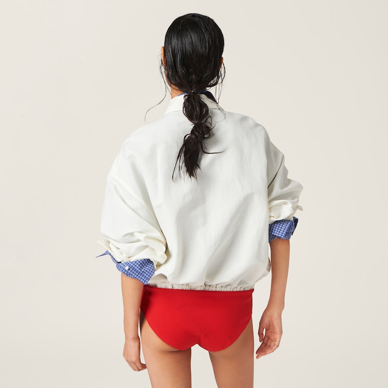 Washed slubbed canvas blouson jacket