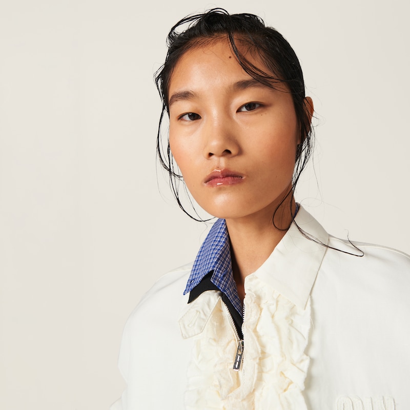 Washed slubbed canvas blouson jacket