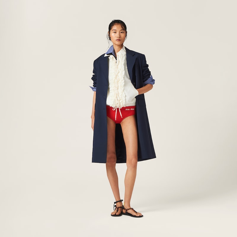 Washed slubbed canvas blouson jacket