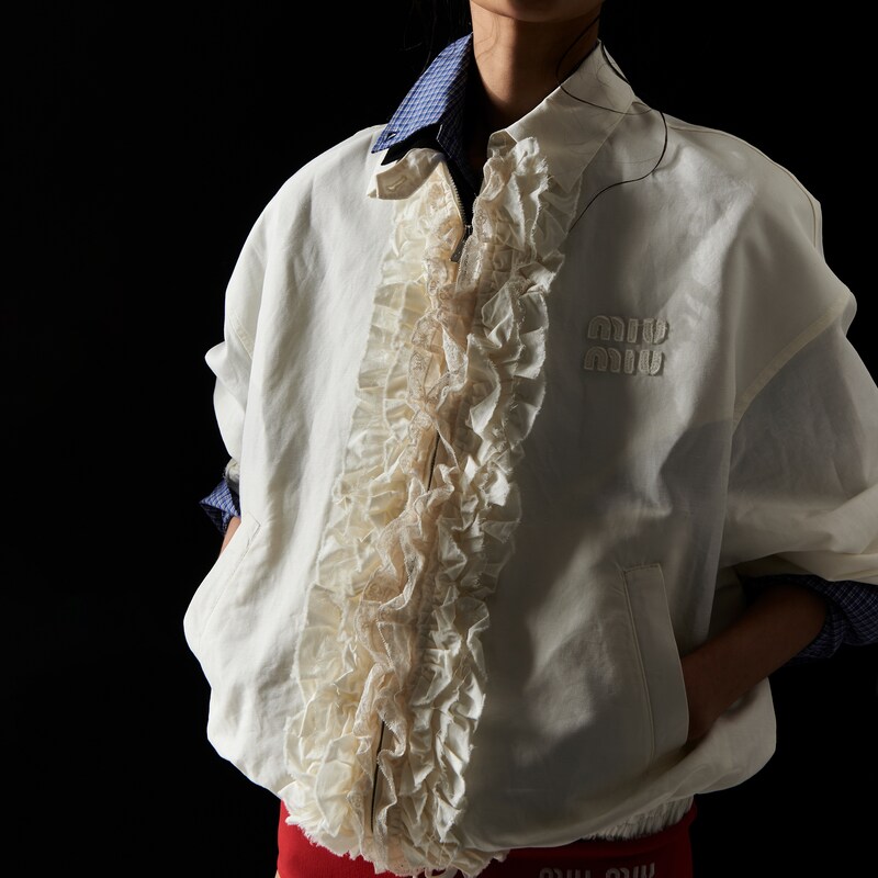 Washed slubbed canvas blouson jacket