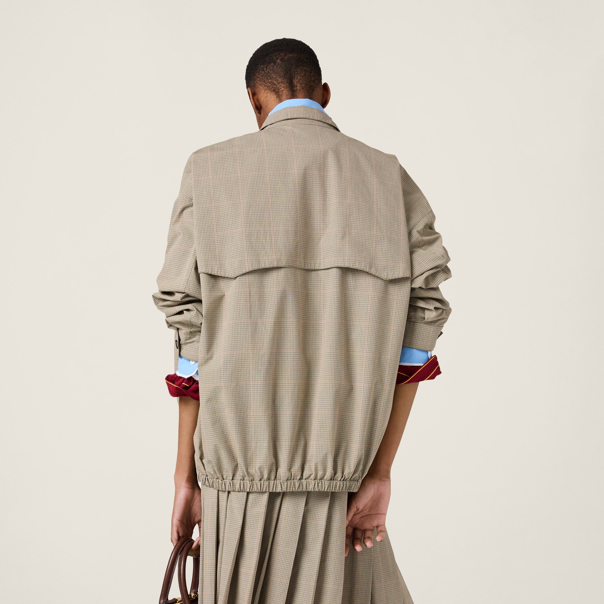 Miu Miu Technical Check Blouson Jacket In Olive Green