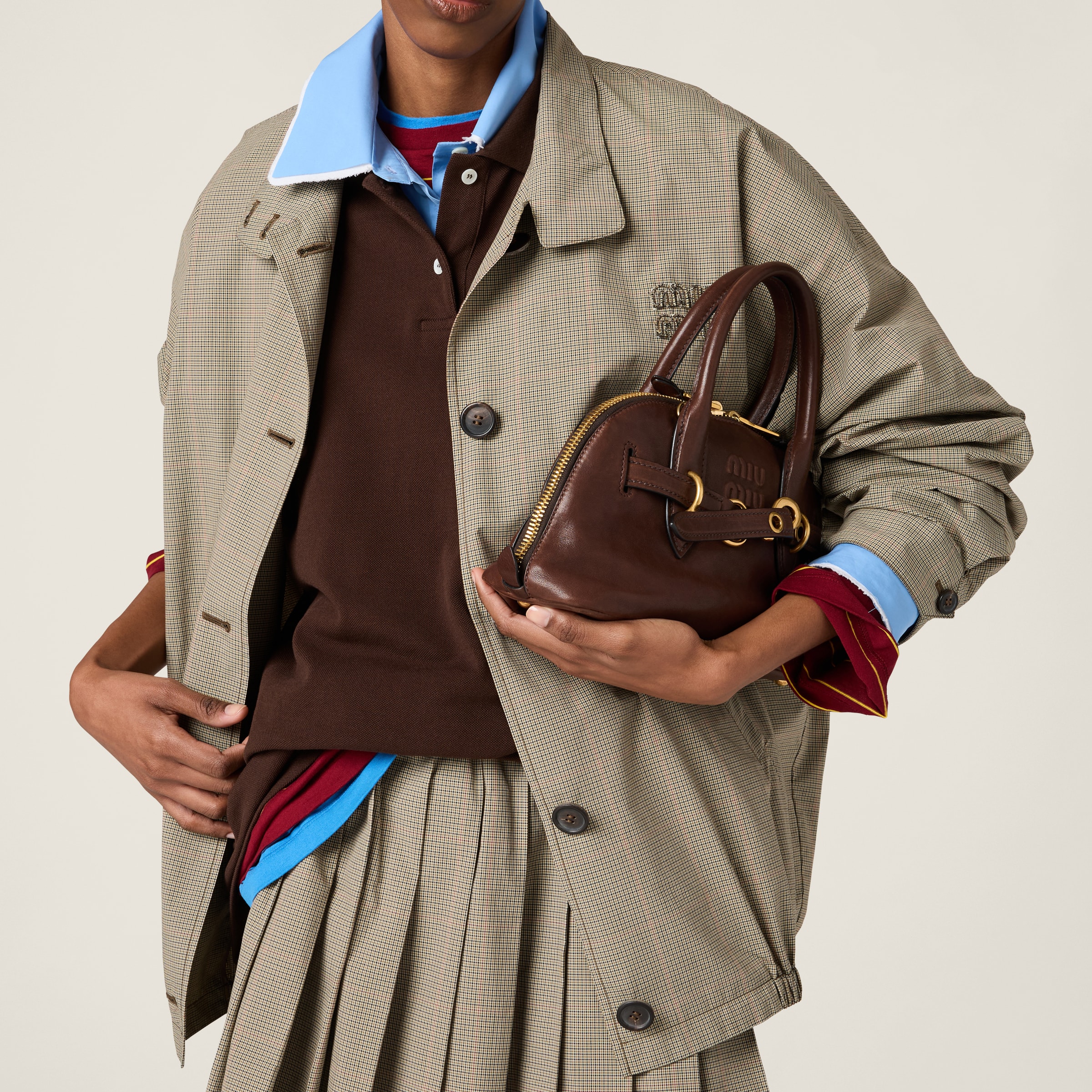 Miu Miu Technical Check Blouson Jacket In Olive Green