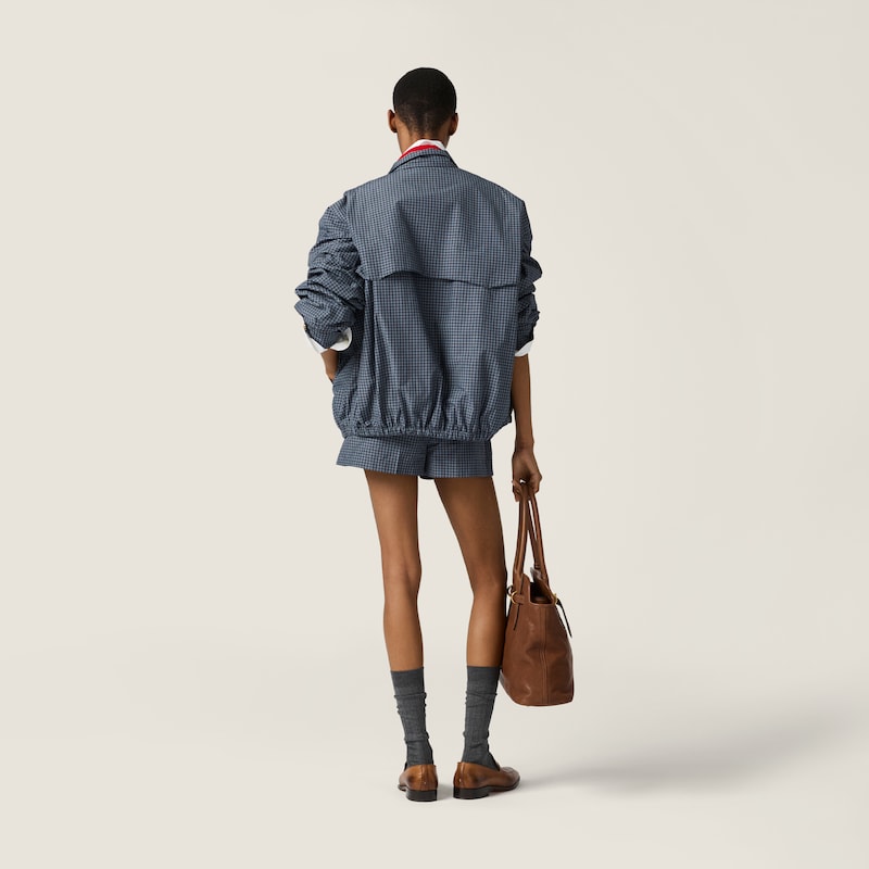 Checked technical fabric blouson jacket