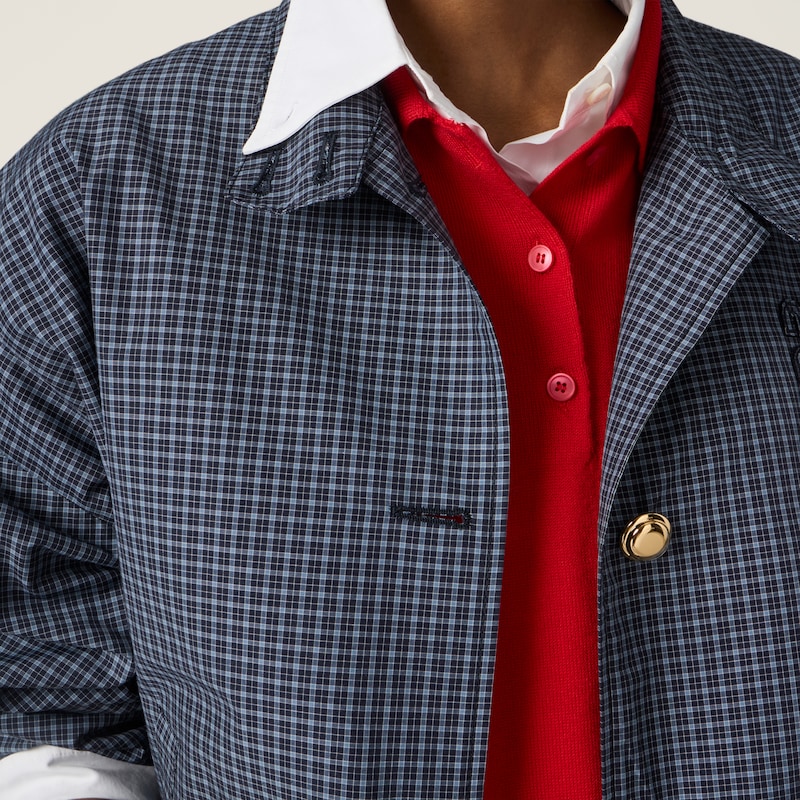 Checked technical fabric blouson jacket