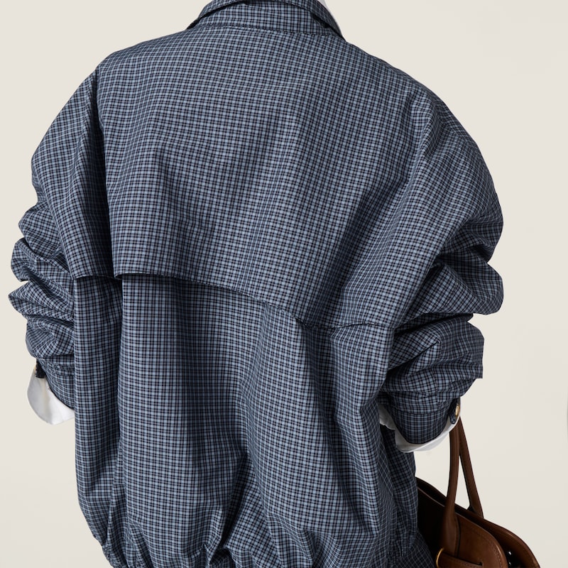 Checked technical fabric blouson jacket