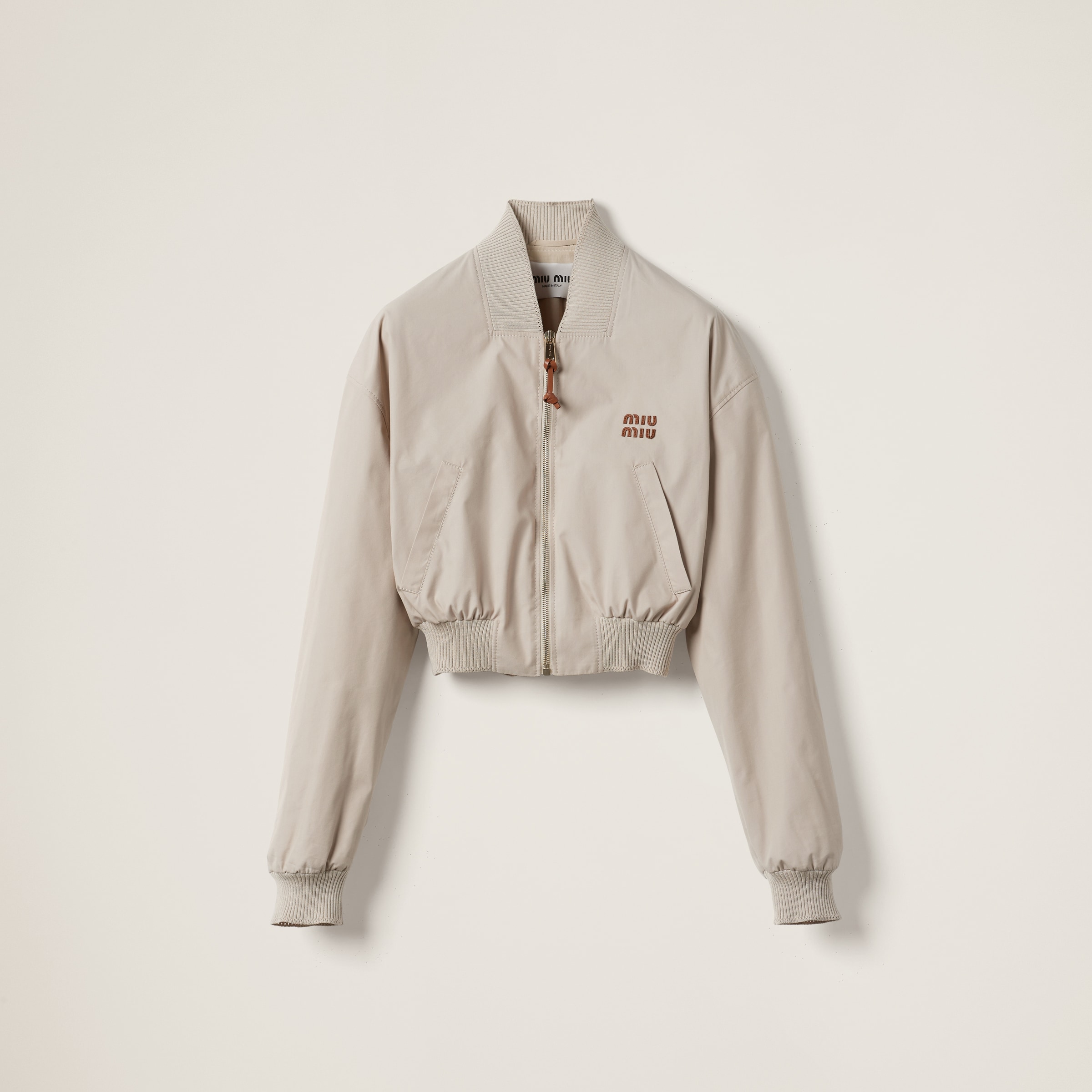 Miumiu Panama Cotton Blouson Jacket In Neutral