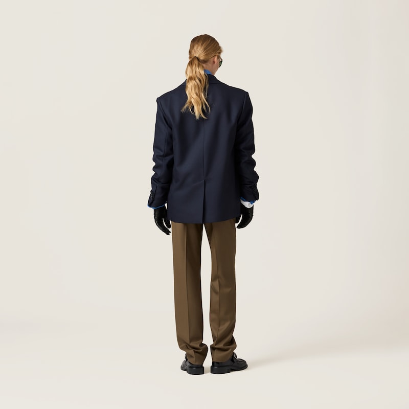 Gabardine blouson jacket with poplin collar