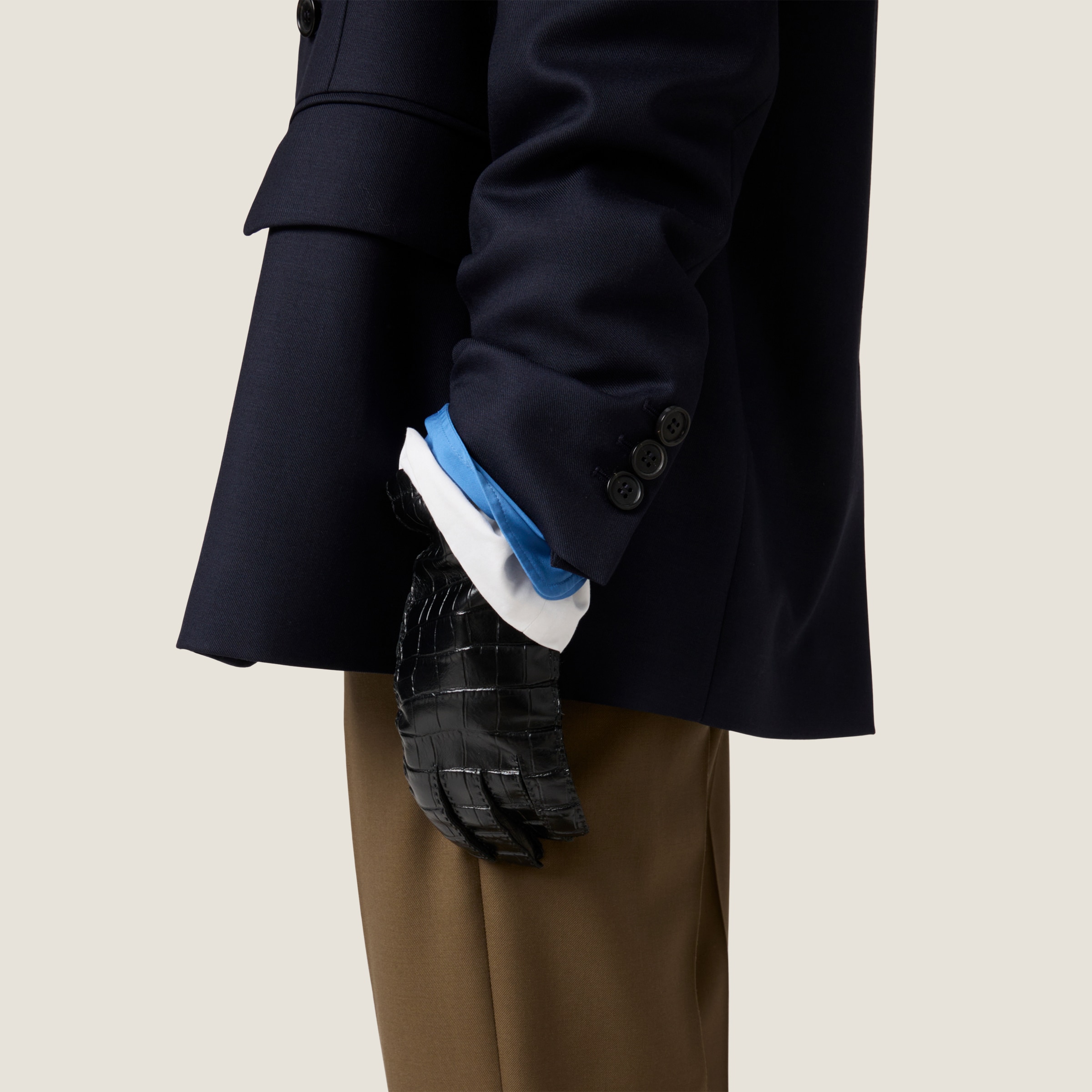 Anthracite Gray Gabardine Blouson Jacket With Poplin Collar