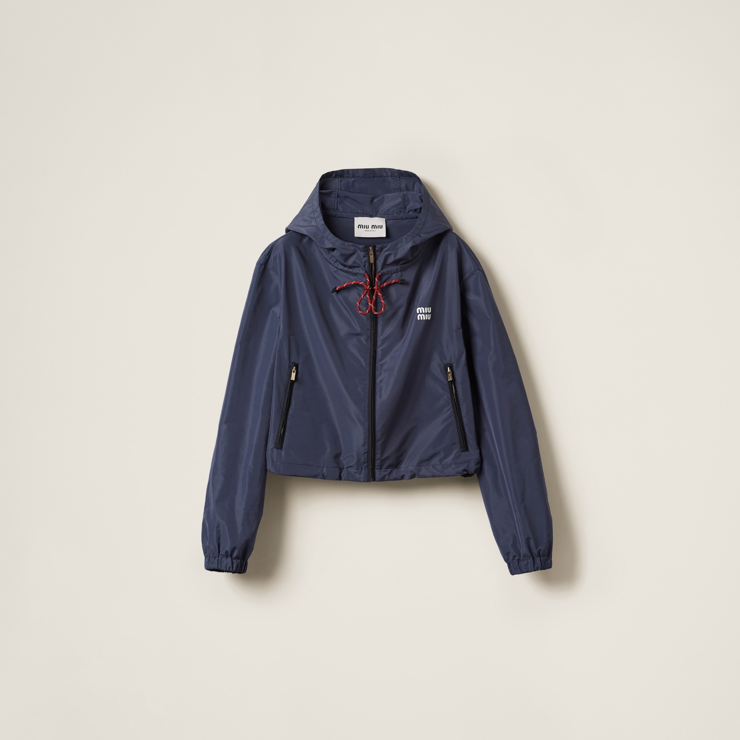 Miumiu Technical Fabric Blouson Jacket In Blue