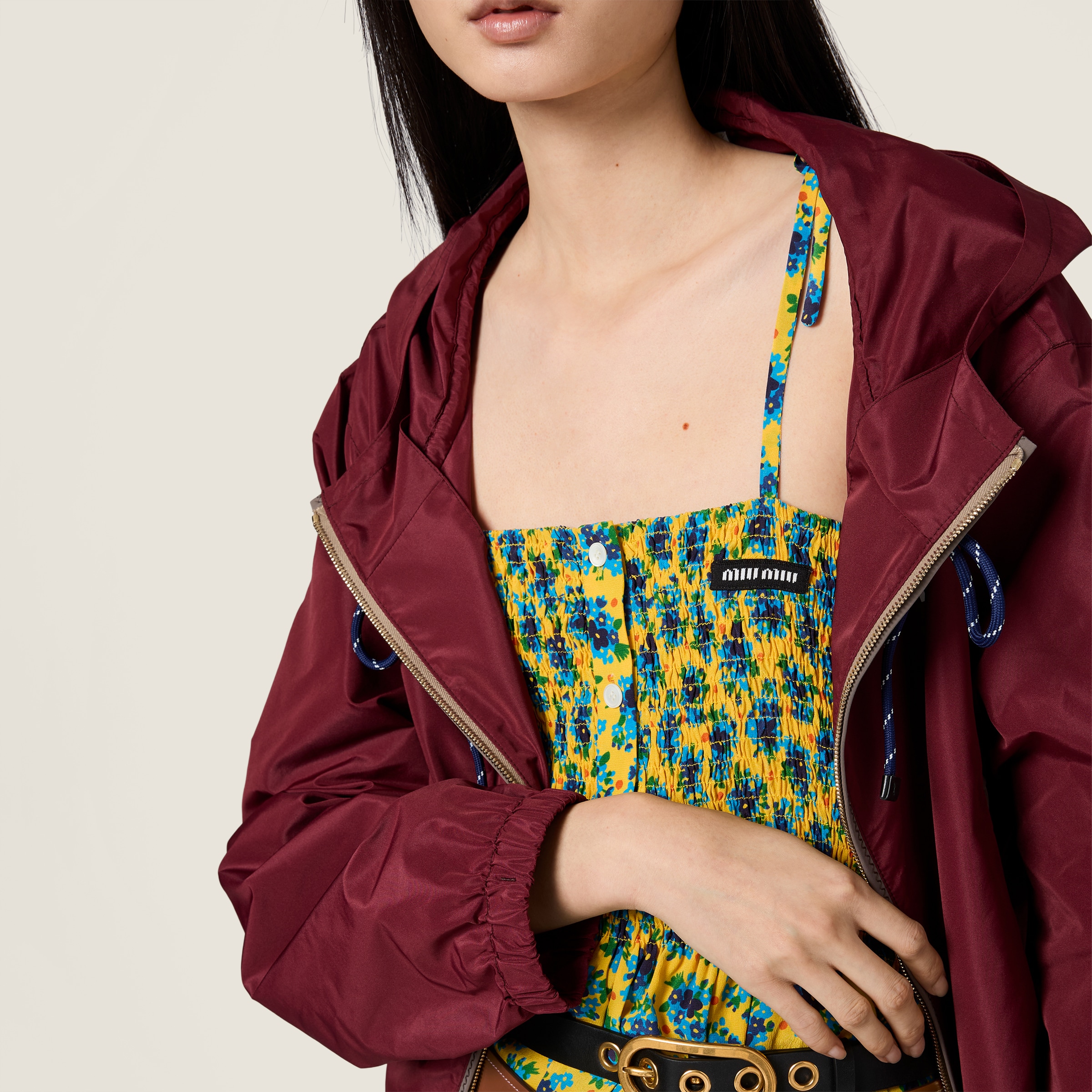 Amaranth Red Technical Fabric Blouson Jacket | Miu Miu - United States