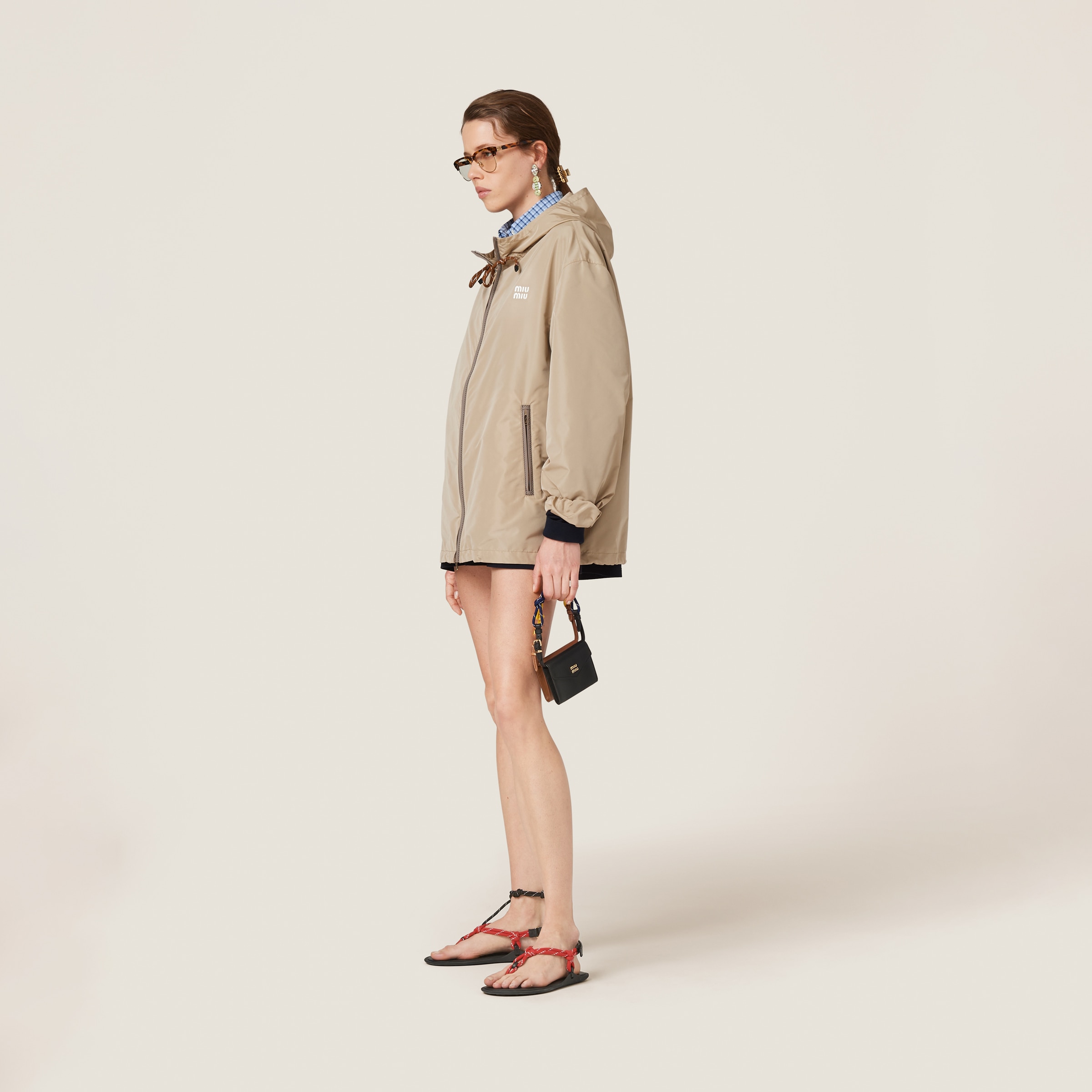 Miu Miu Technical Fabric Blouson Jacket In Cord