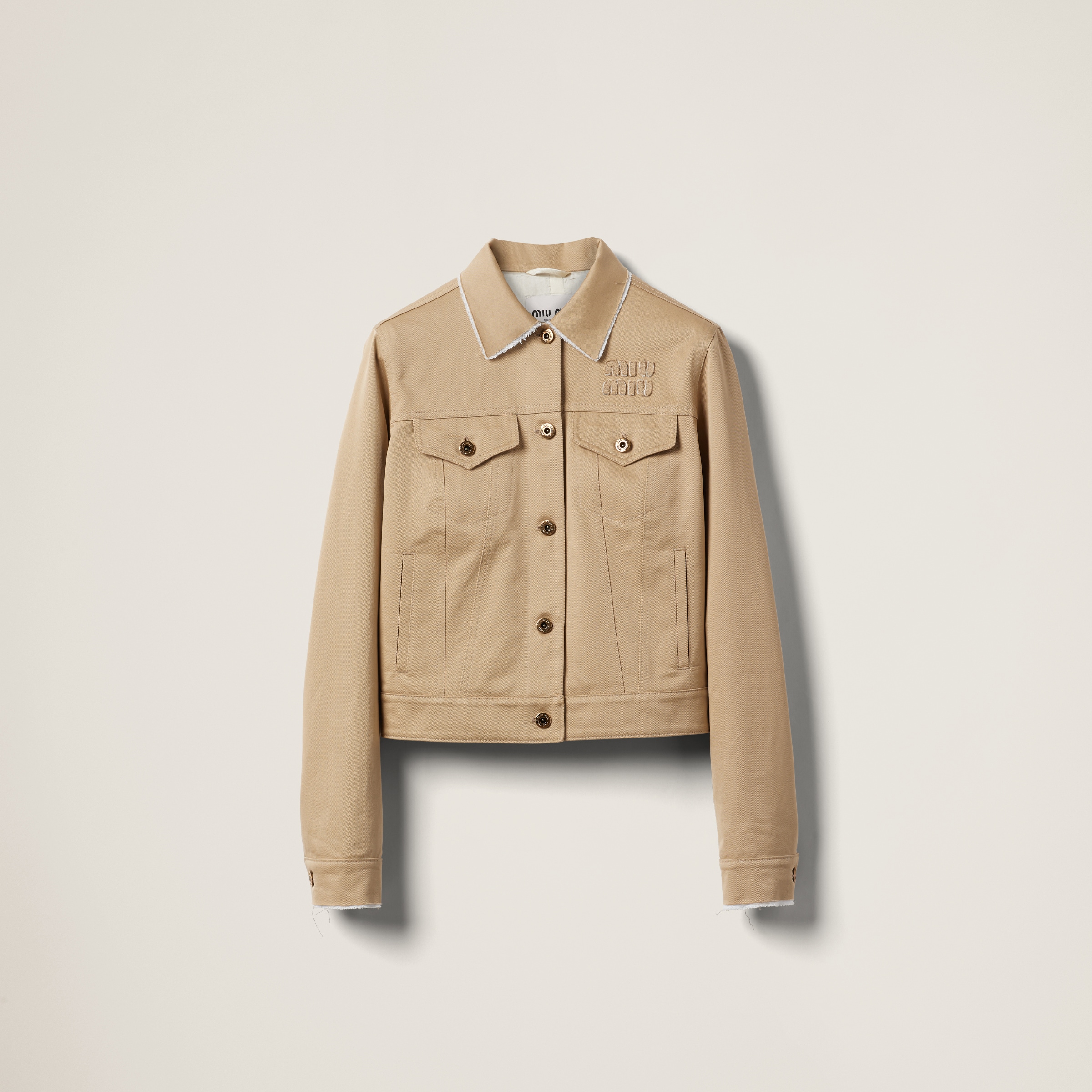 miu miu テクニカルジャケット ベージュ 美品 Miu Miu Jacquard Canvas Blouson Jacket | Neutrals | FARFETCH