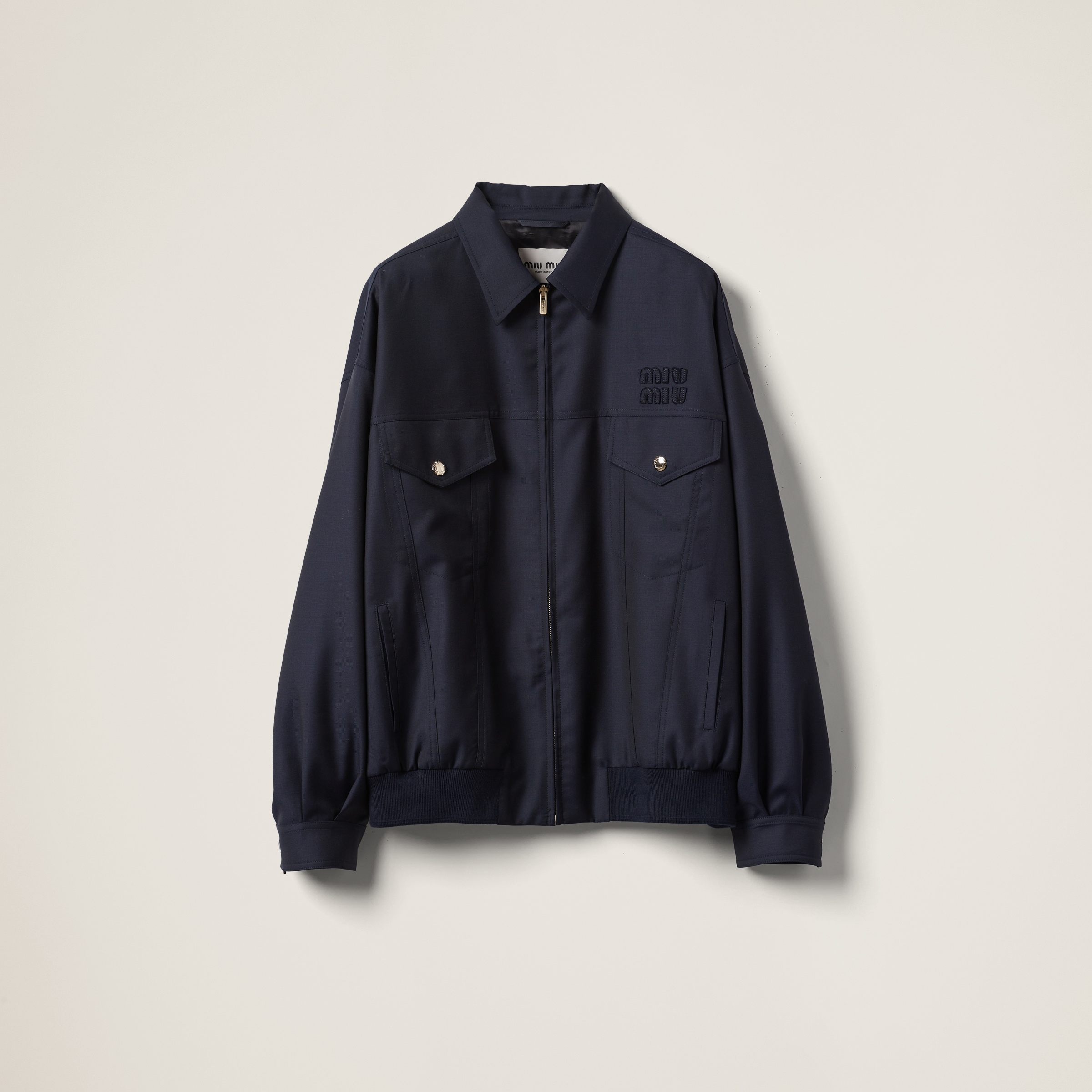 Miumiu Batavia Blouson Jacket In Navy