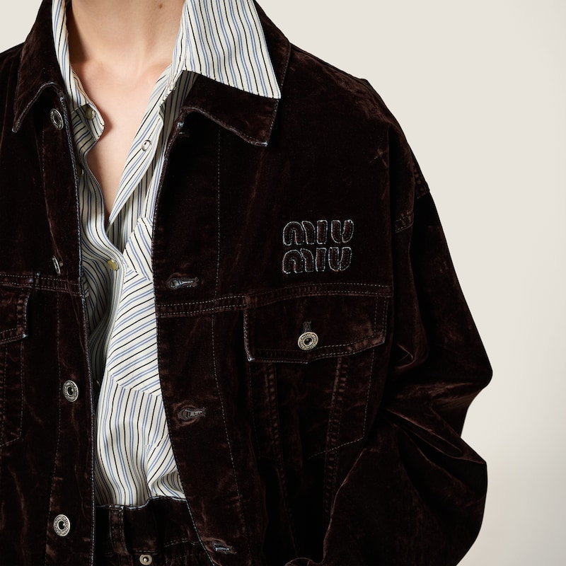 Flocked chambray jacket