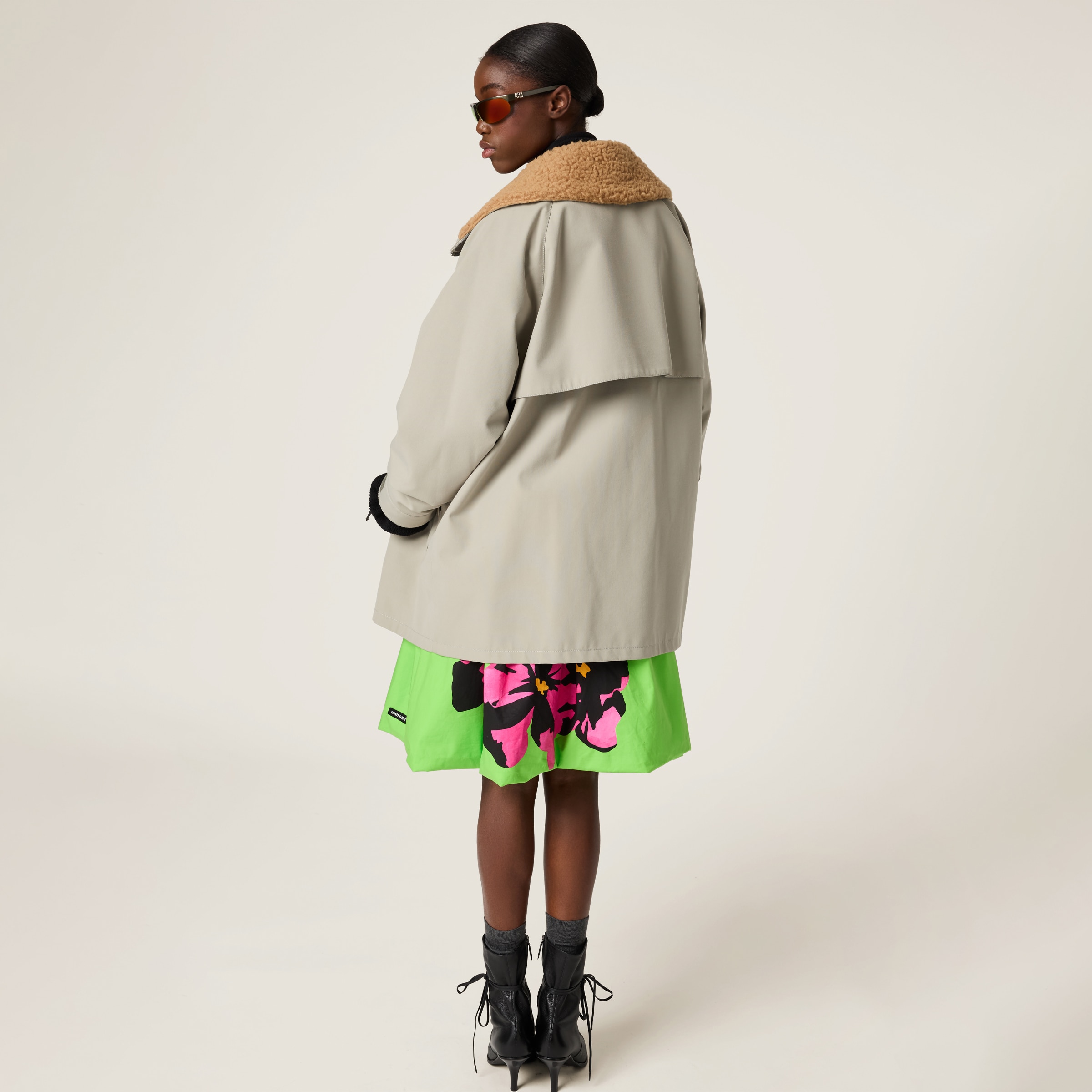 Miu Miu Cordura Blouson Jacket In Steel Gray