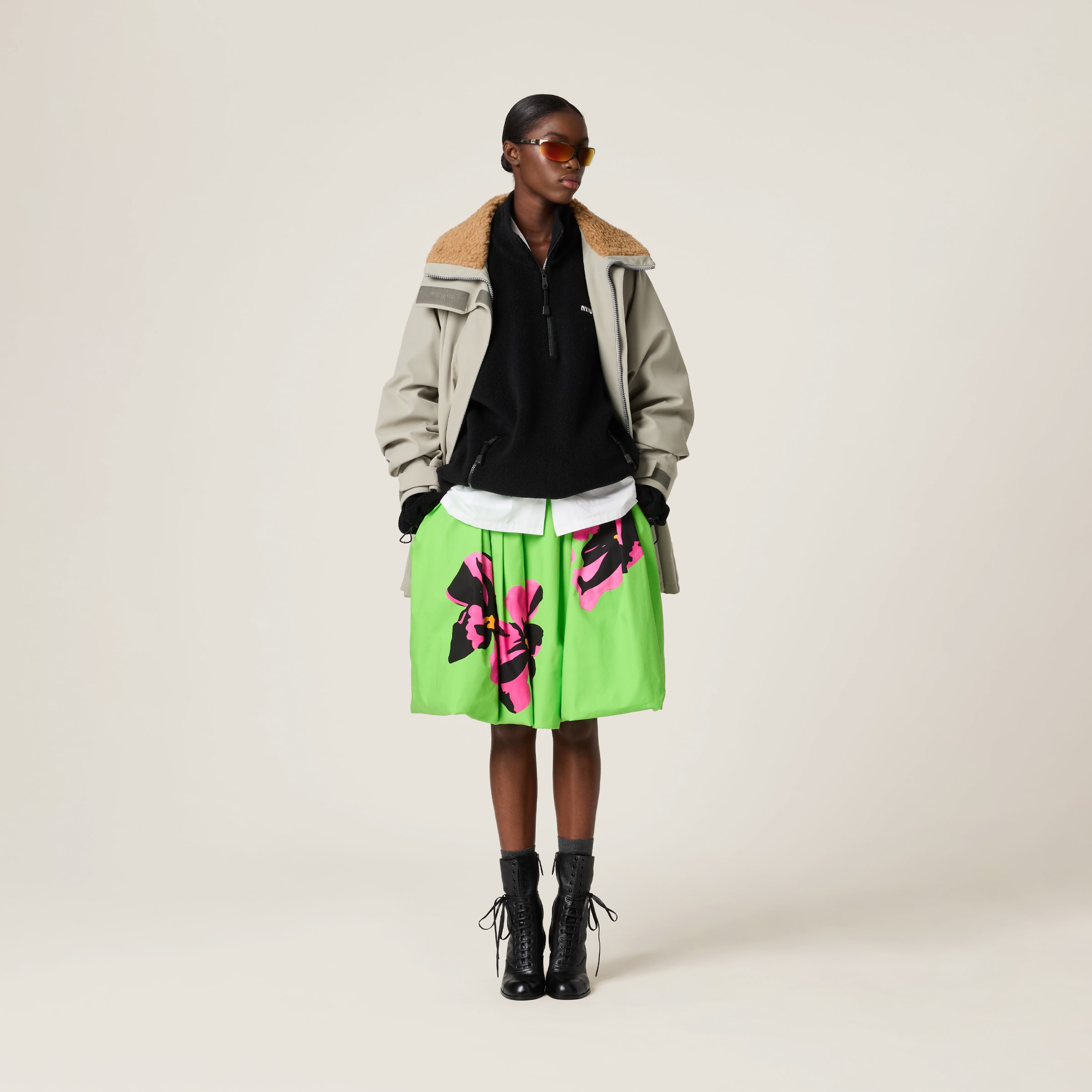 Miu Miu Cordura Blouson Jacket In Steel Gray