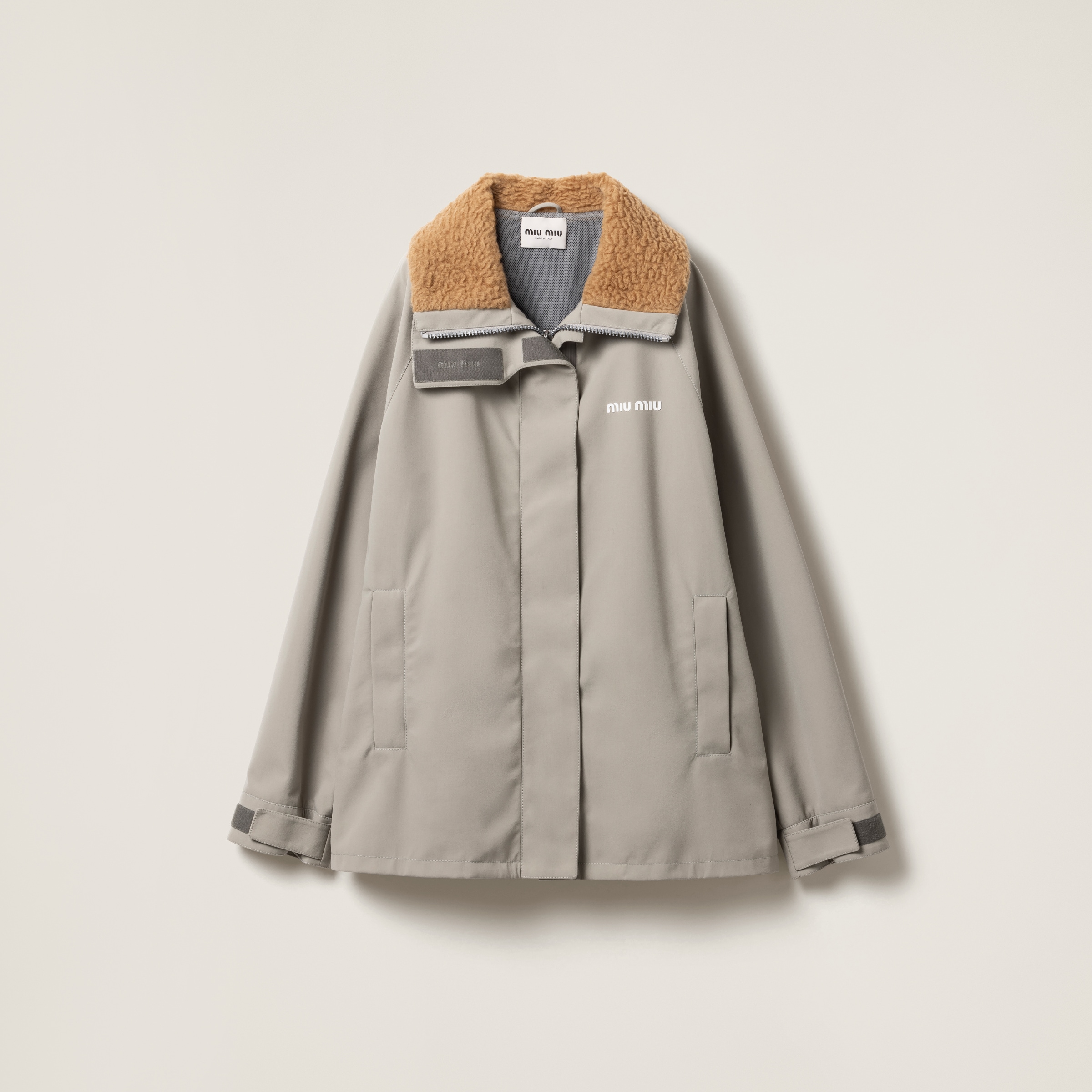 Miu Miu Cordura Blouson Jacket In Steel Gray