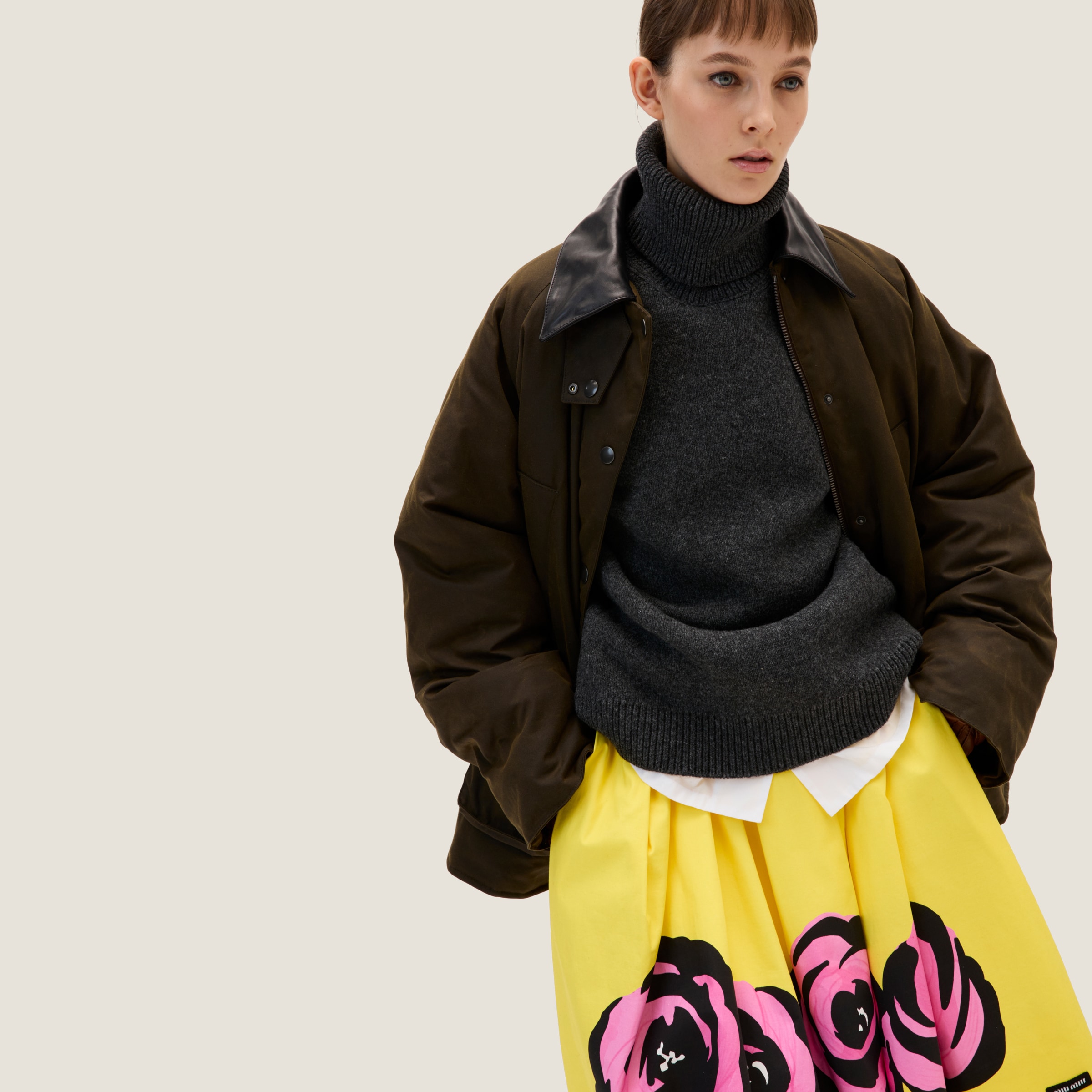 Miu Miu Jacquard Canvas Blouson Jacket | Neutrals | FARFETCH