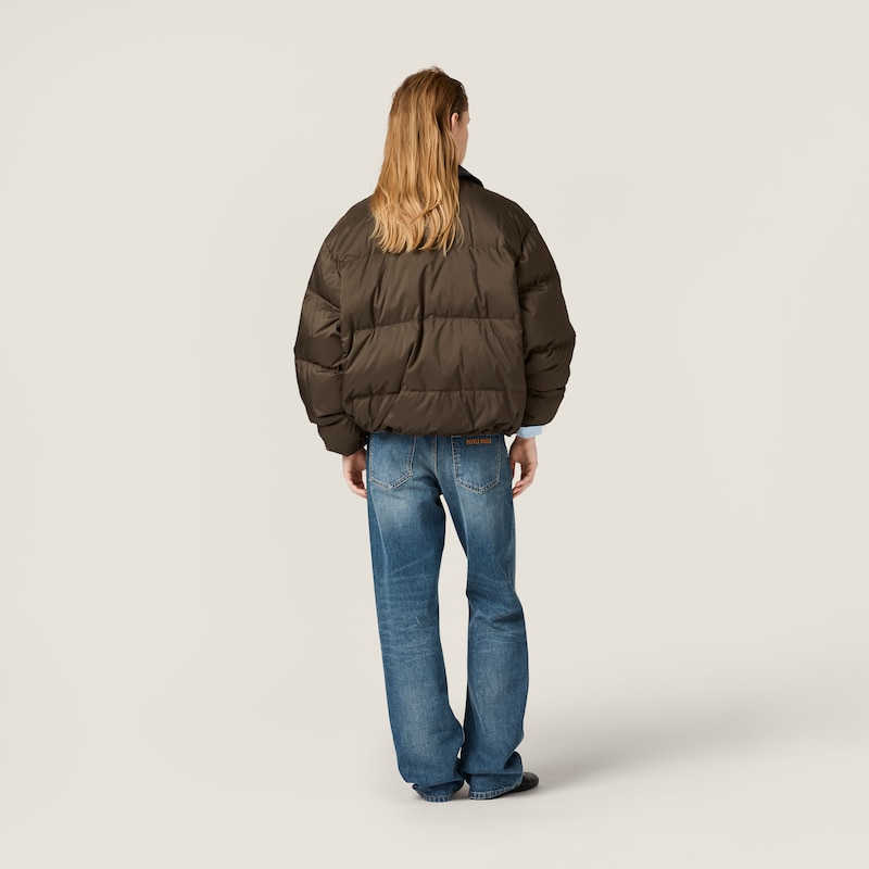 Technical pongé cropped down jacket