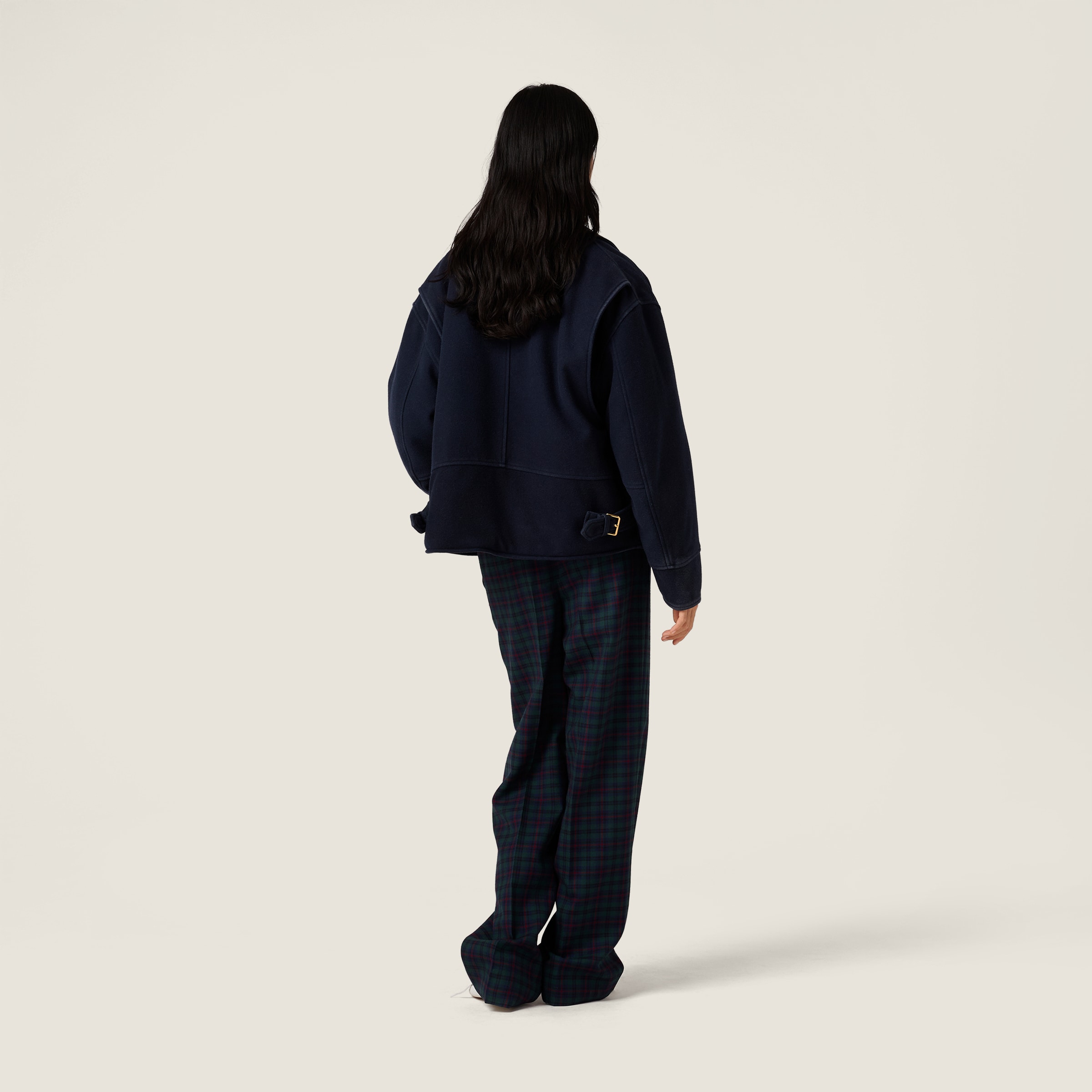Miu Miu Washed Wool Cloth Blouson Jacket In Blue
