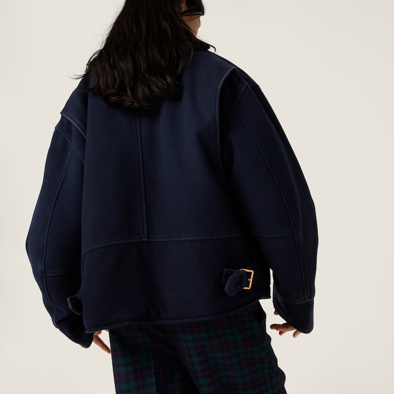Washed wool cloth blouson jacket