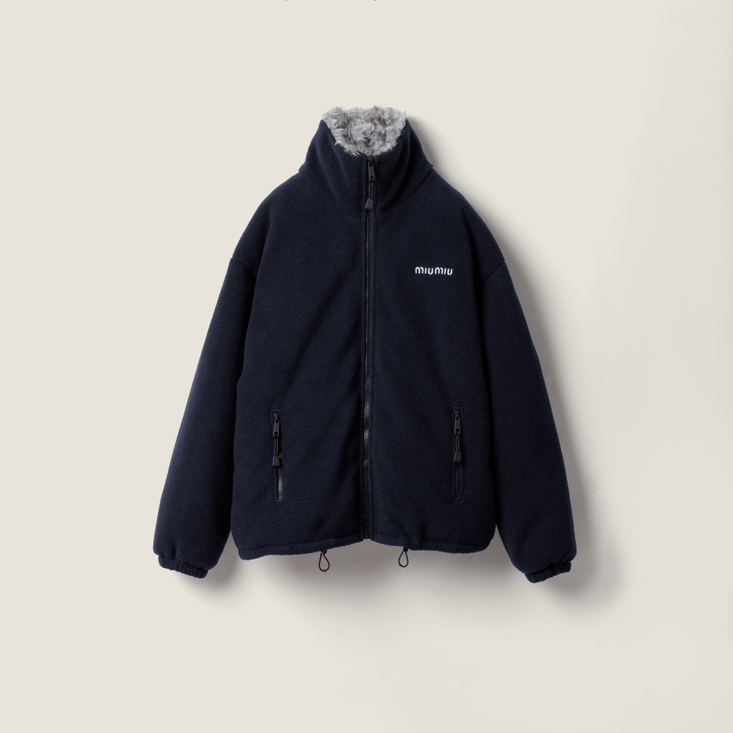 Miu Miu Fleece Down Jacket In Blue