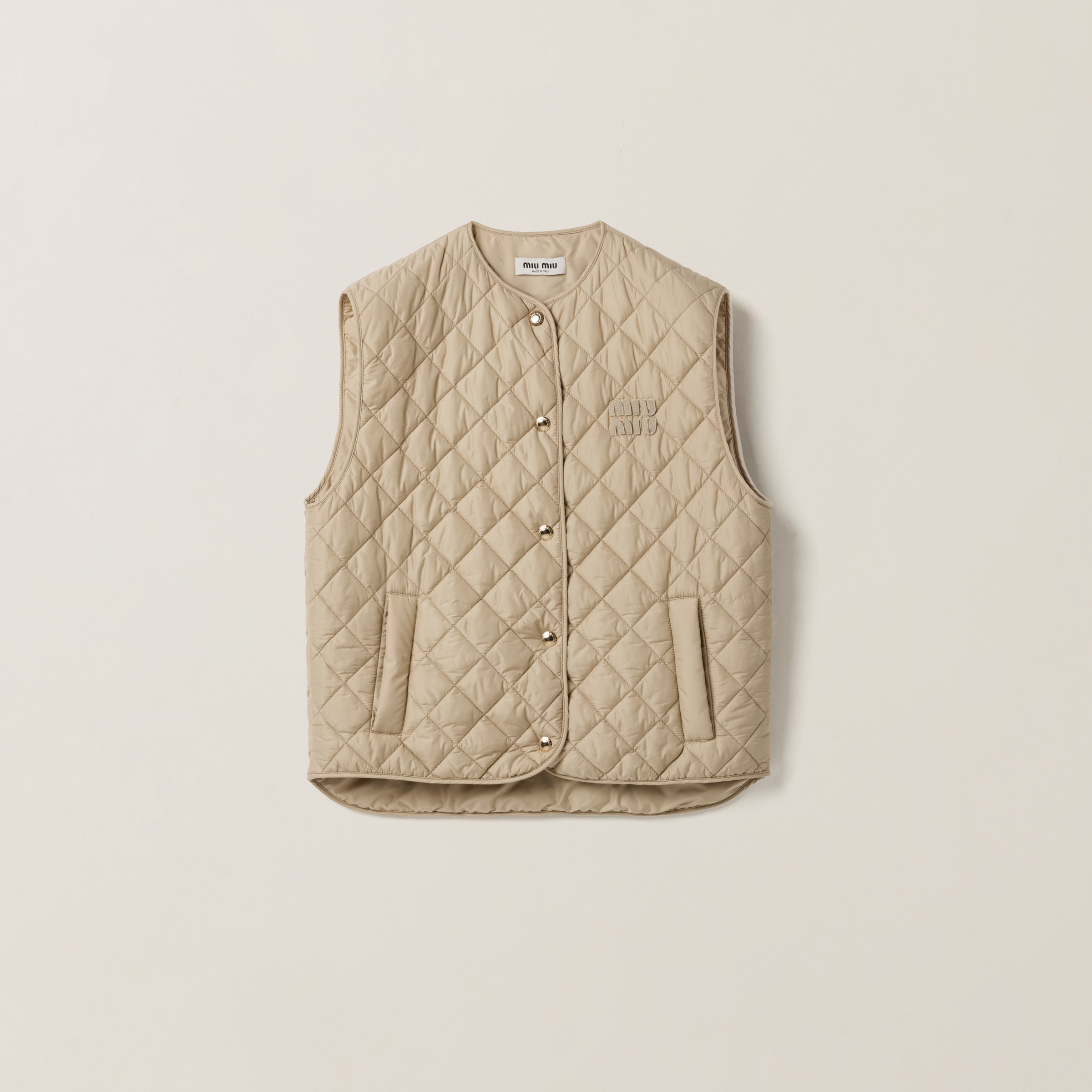 Sand Beige Technical Fabric Vest | Miu Miu