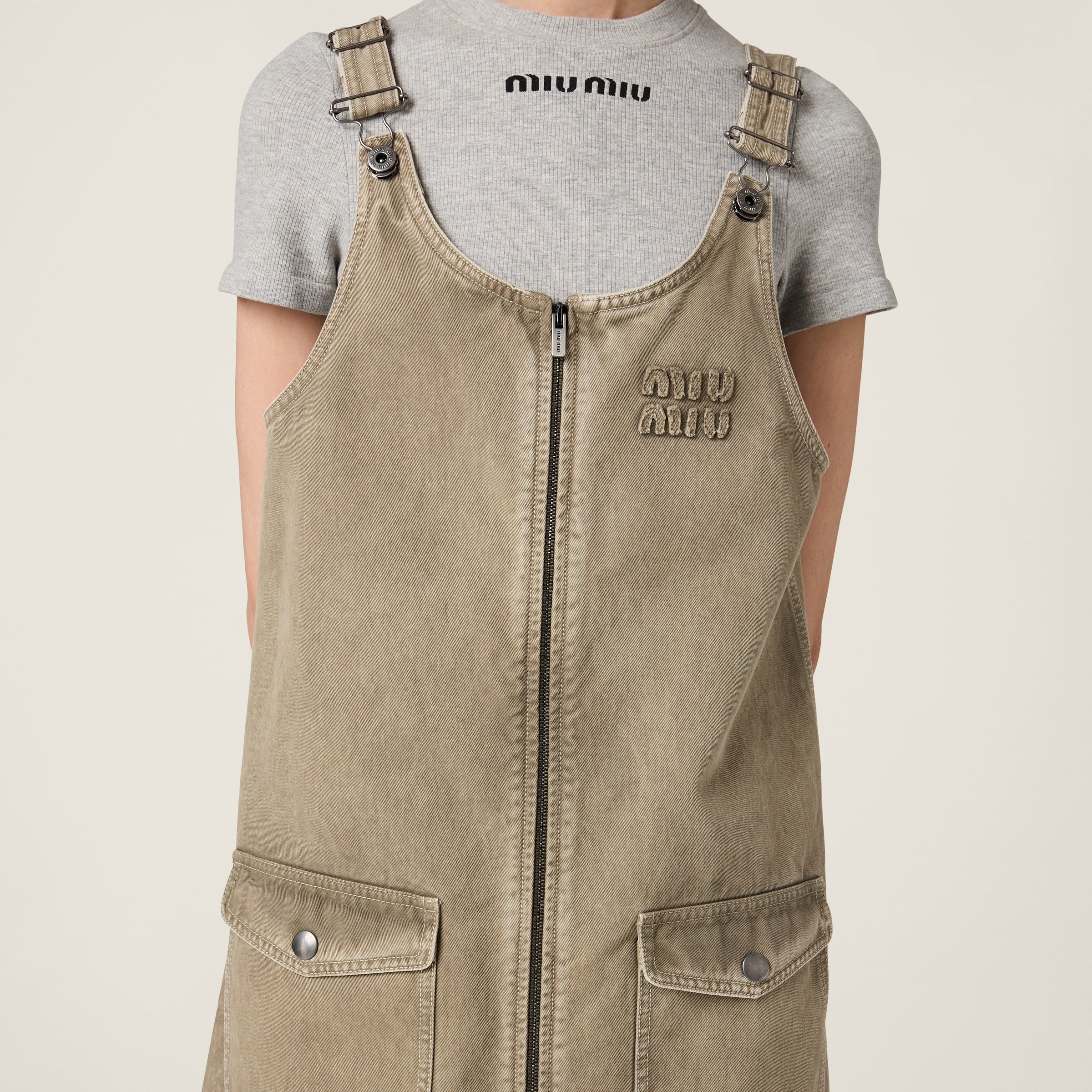 Miu Miu Garment-dyed Gabardine Bomber Jacket In Tundra