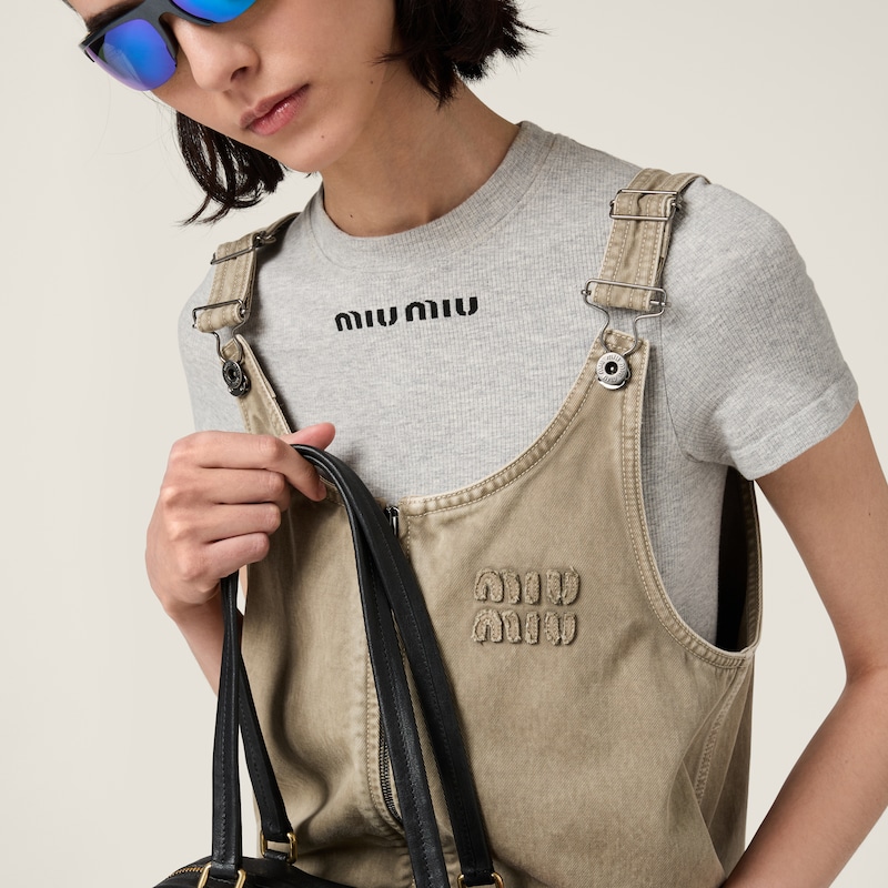 Garment-dyed gabardine bomber jacket