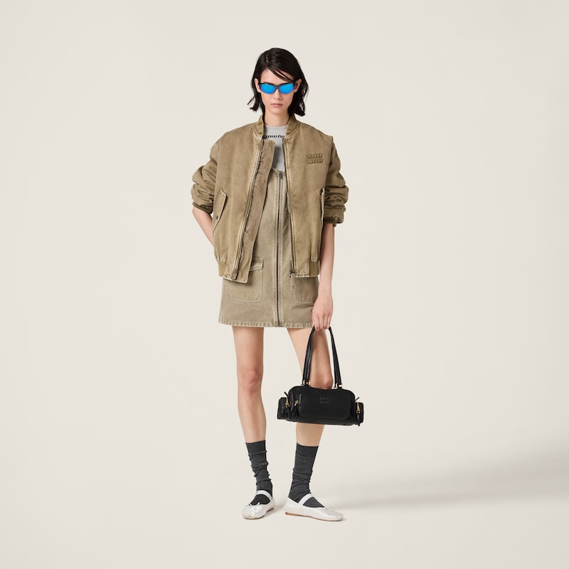 Garment-dyed gabardine bomber jacket