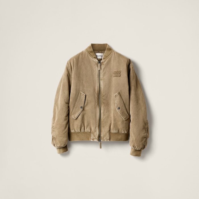 Tundra Garment-dyed Gabardine Bomber Jacket | Miu Miu