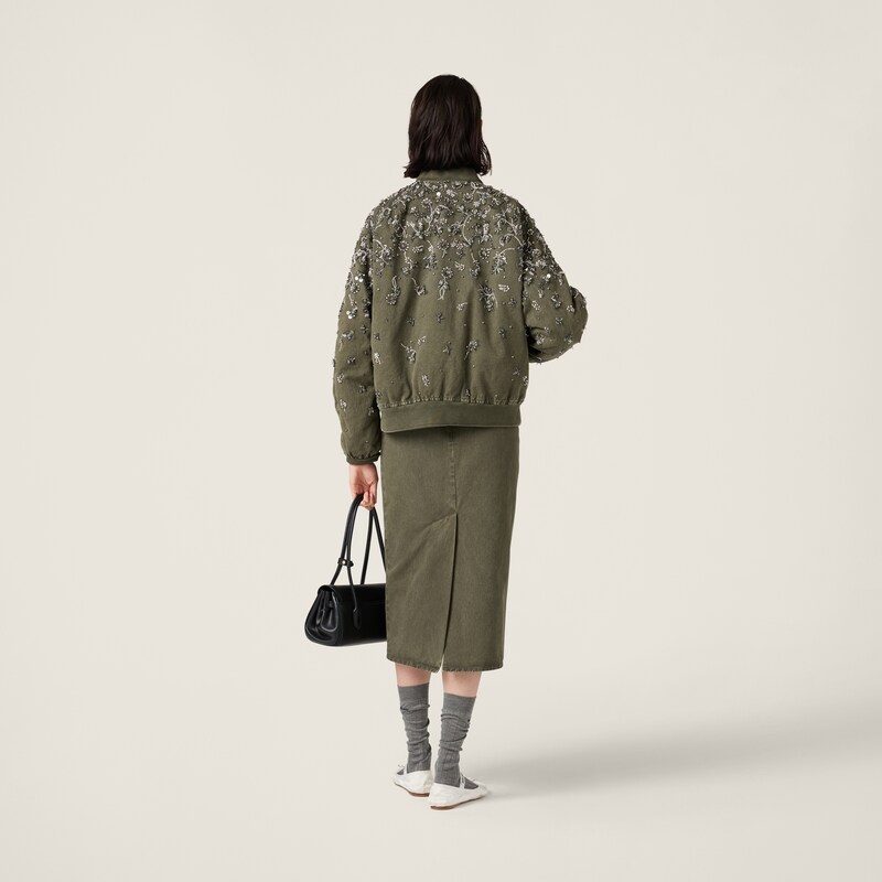 Garment-dyed gabardine bomber jacket