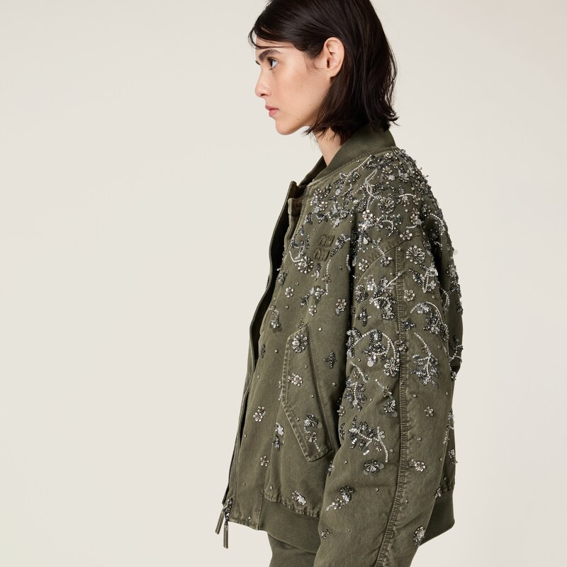 Garment-dyed gabardine bomber jacket