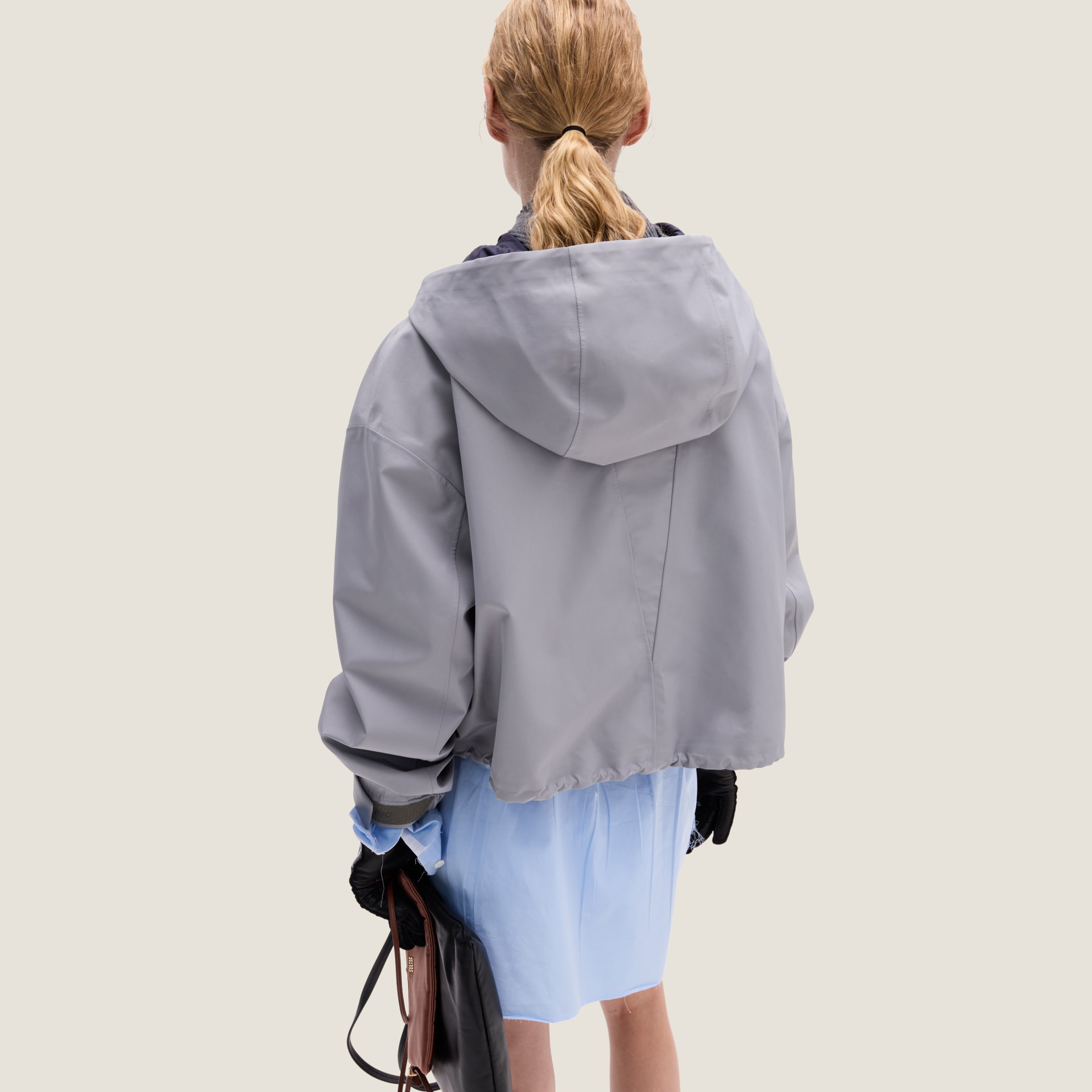 Miu Miu Tec Canvas Blouson In Steel Gray