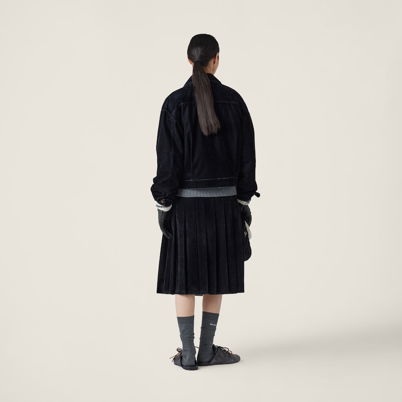 植絨青年布束腰外套