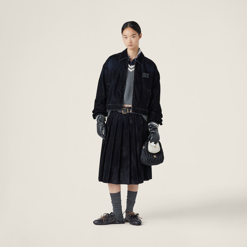 植絨青年布束腰外套