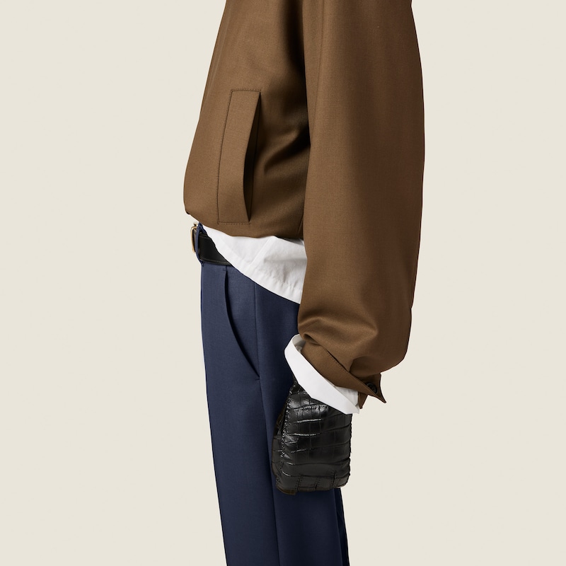 Blousonjacke aus Gabardine mit Kragen aus Popeline