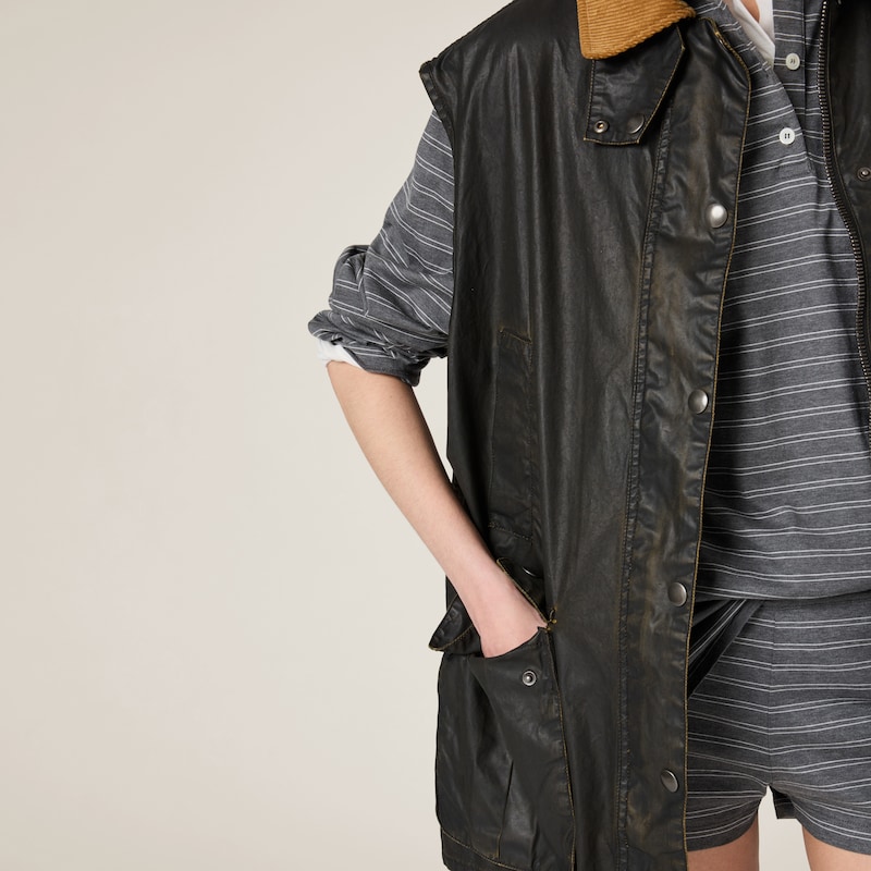 Resin-finish poplin vest