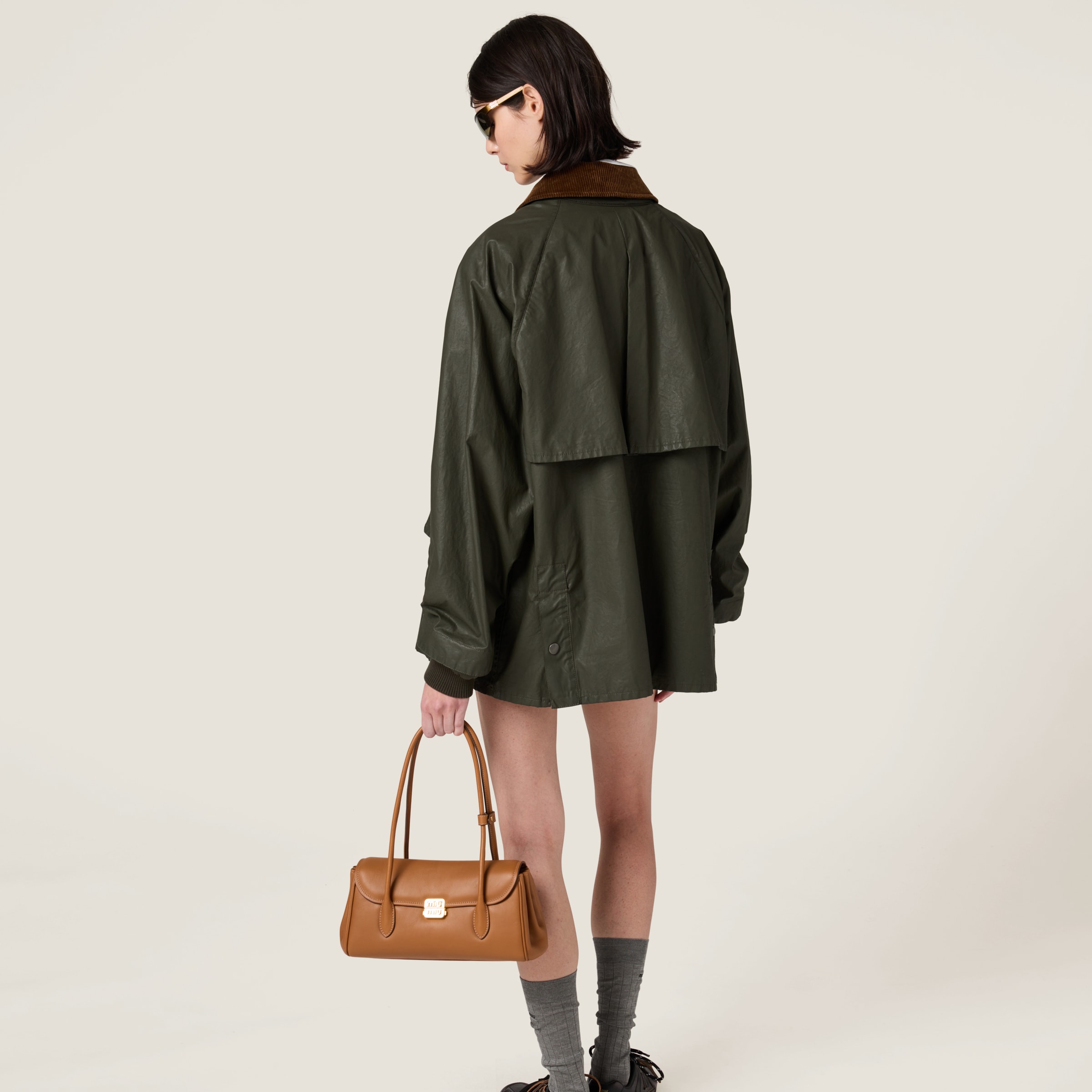 冬ギフト セ カーキ レジン仕上げ Miu Miu | キャバンジャケット ポプリン ジャケット・アウター