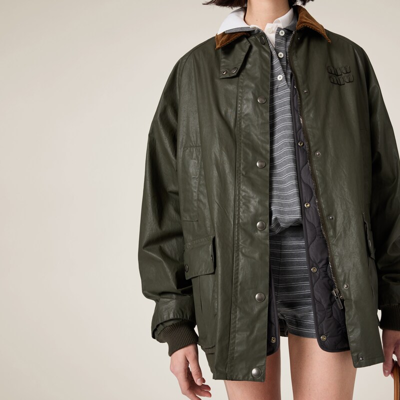 Reçine Bitişli Poplin Kaban