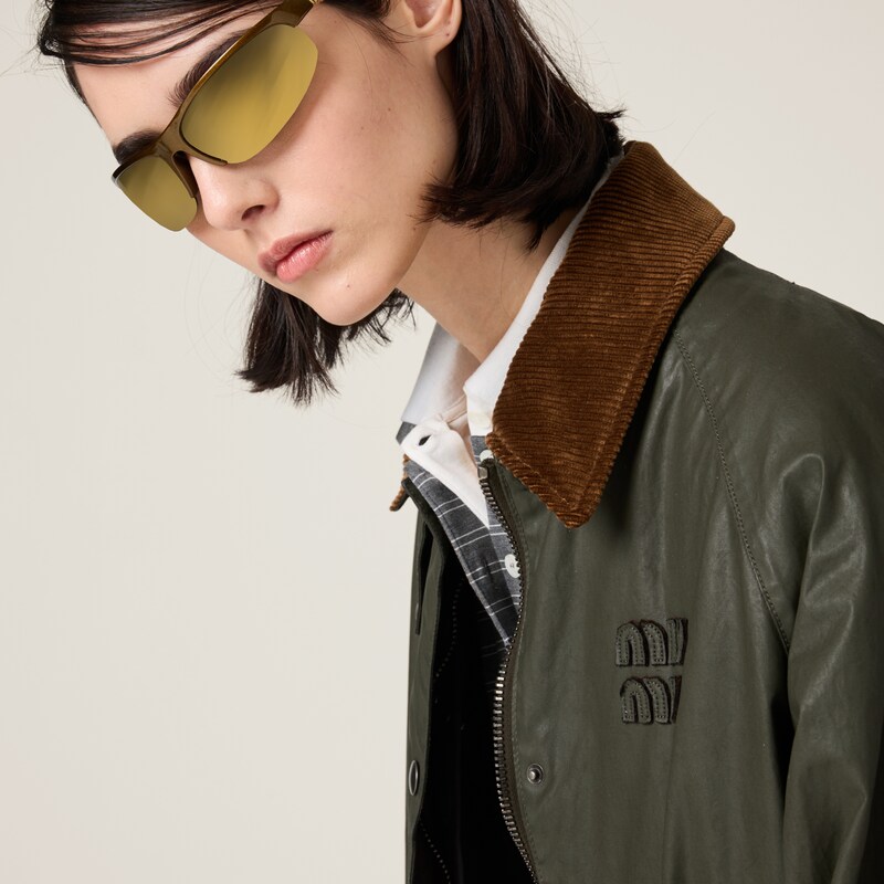 Reçine Bitişli Poplin Kaban