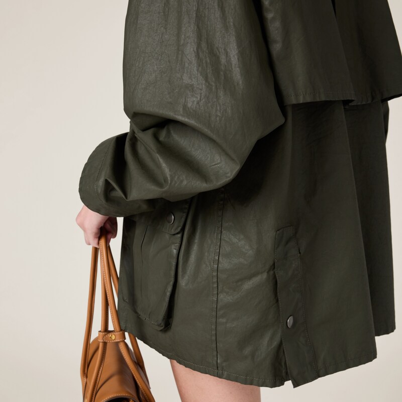 Reçine Bitişli Poplin Kaban