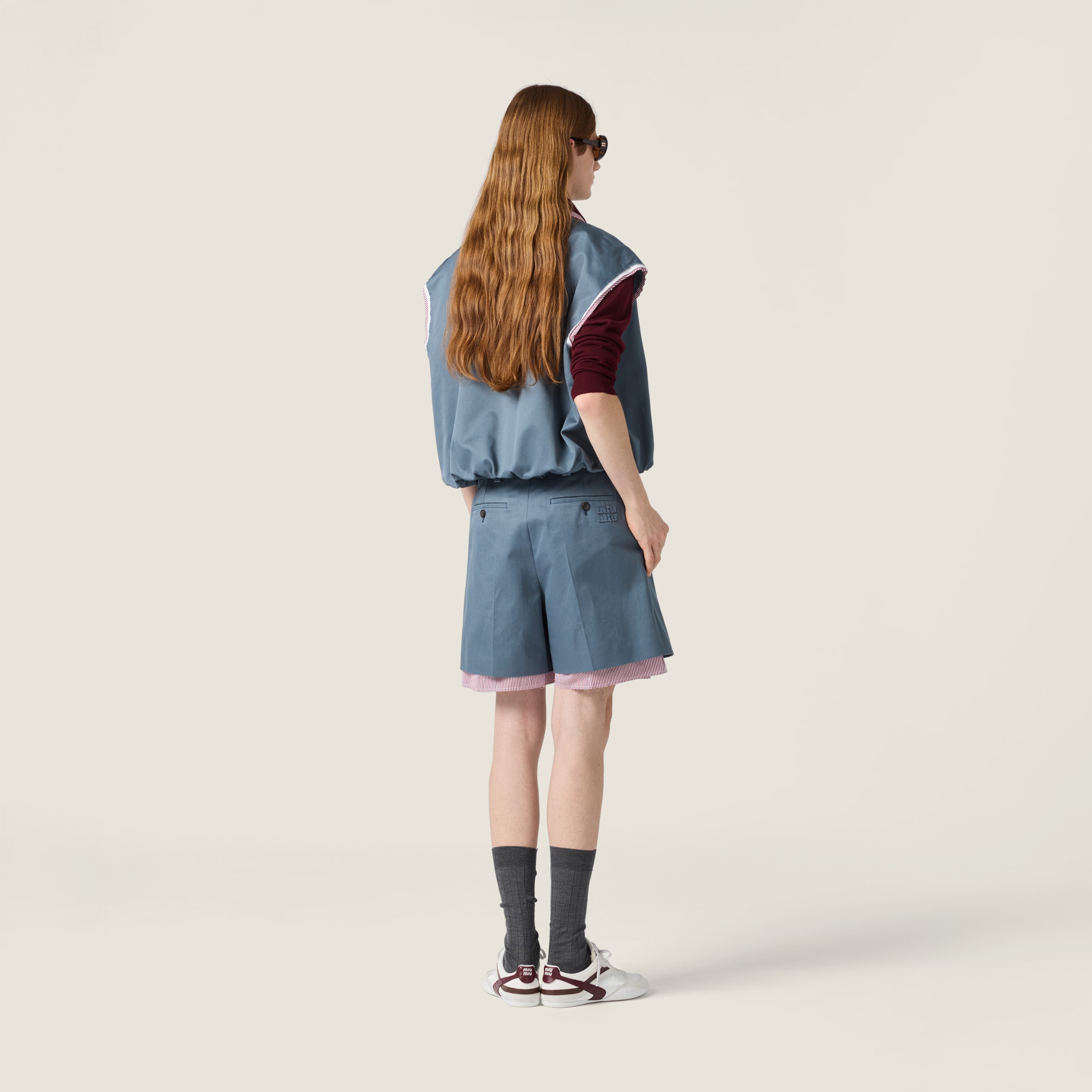 Aviation Blue Chino Vest | Miu Miu - United States