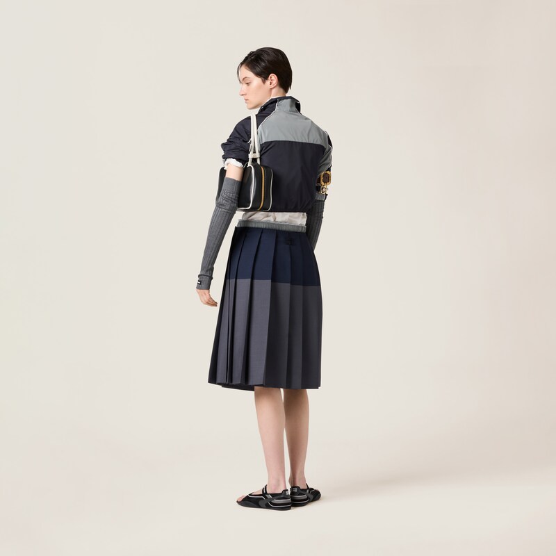 Technical silk zipper blouson jacket